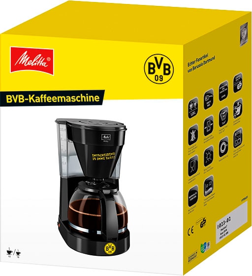 l XXL Jahren Melitta »Easy mit Garantie Korbfilter, Filterkaffeemaschine 3 1,25 1x4 BVB-Edition«, Kaffeekanne,