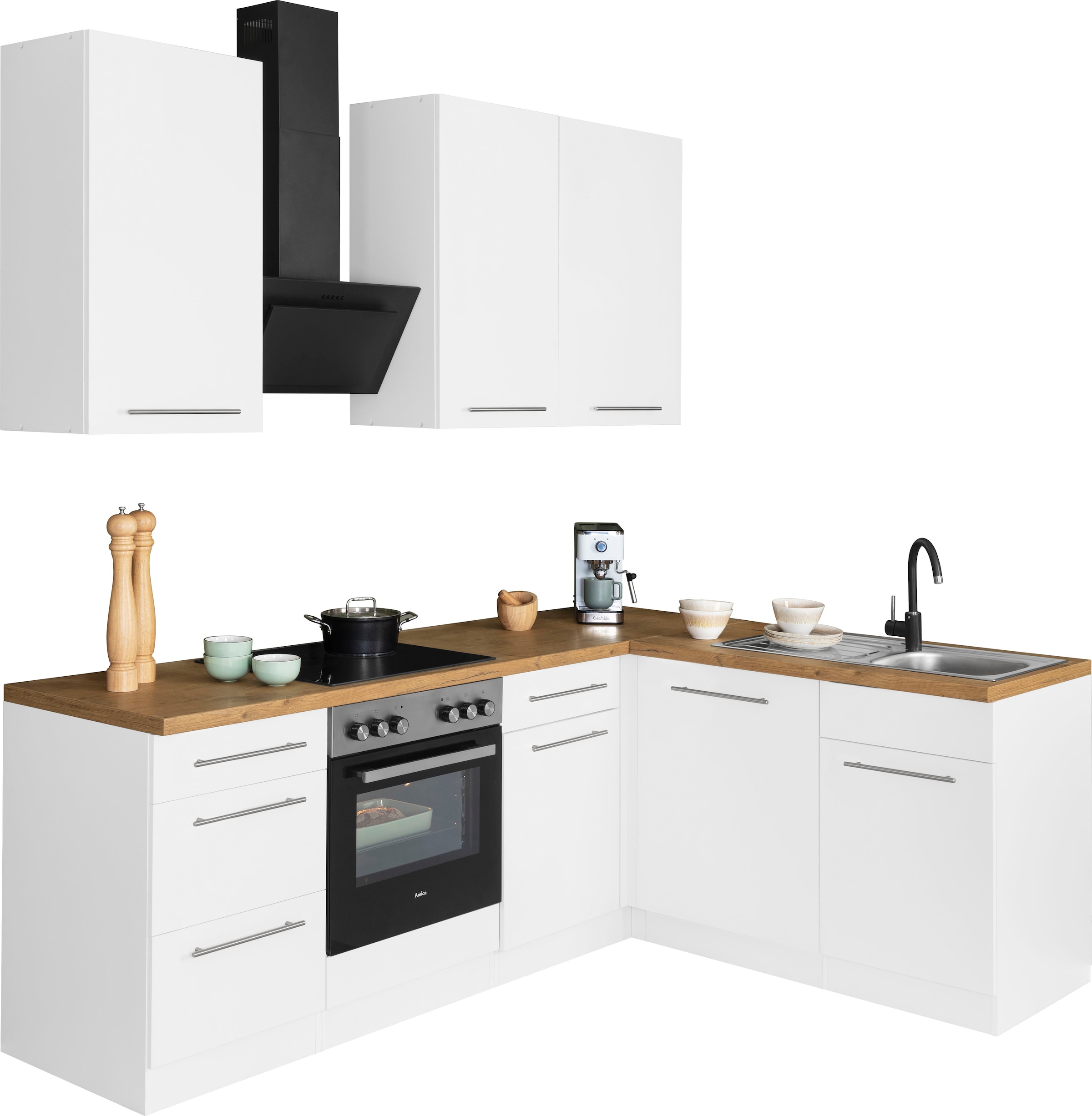 wiho Küchen Winkelküche »Unna«, mit E-Geräten, Stellbreite 220 x 170 cm auf  Raten kaufen