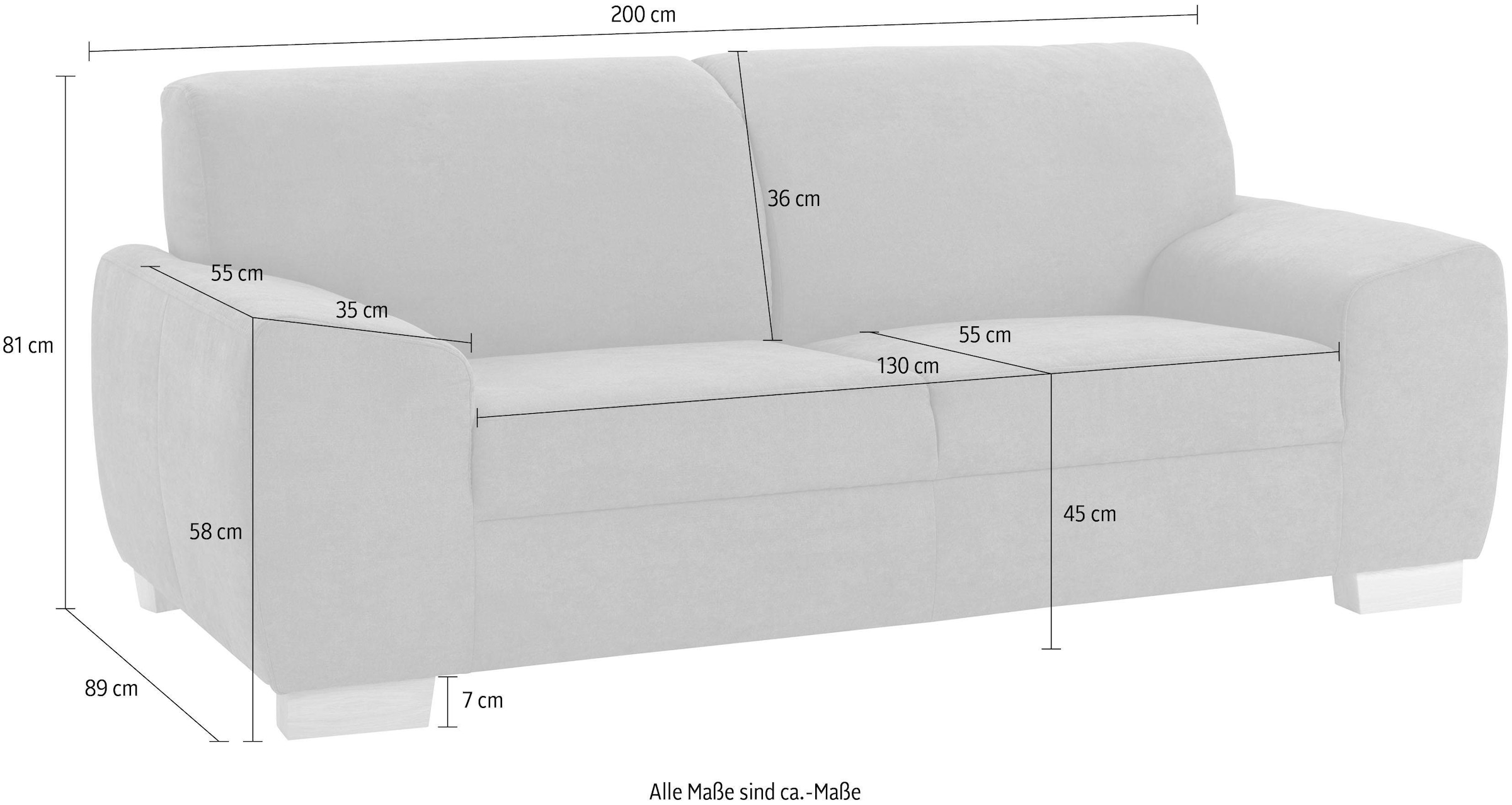 DOMO collection 2-Sitzer »Incanto, kubisch und zeitlos, komfortabel, flache Armlehnen«