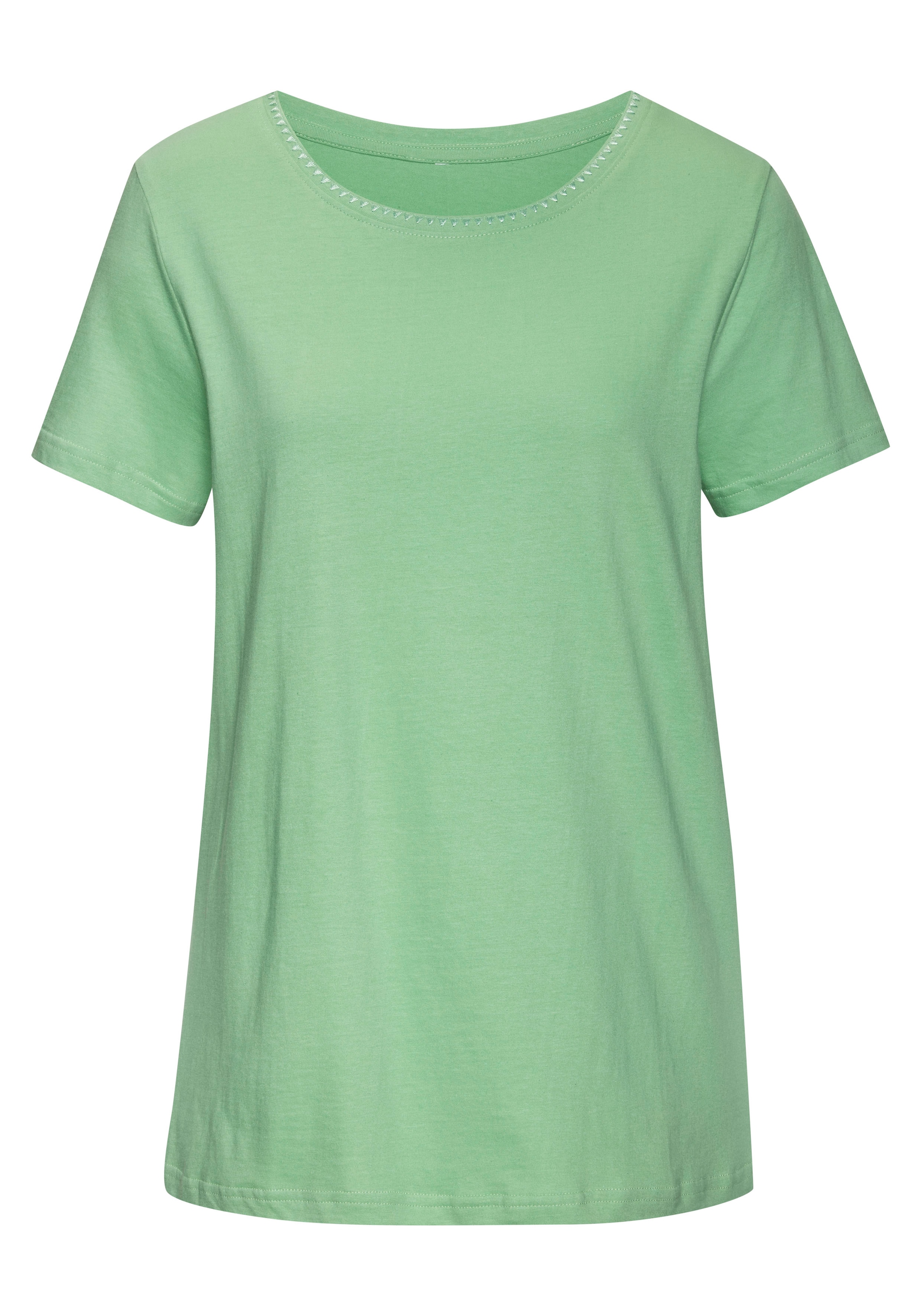 Vivance T-Shirt »mit modischer Kontraststickerei«, (Packung, 2er-Pack), aus weicher Baumwoll-Qualität