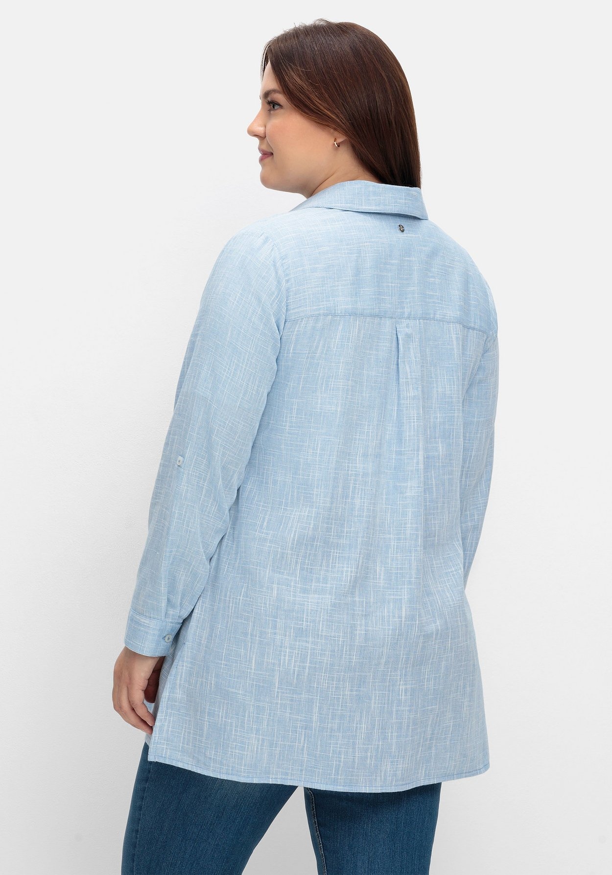 Sheego Hemdbluse »Bluse mit Krempelärmeln, in Leinenoptik«
