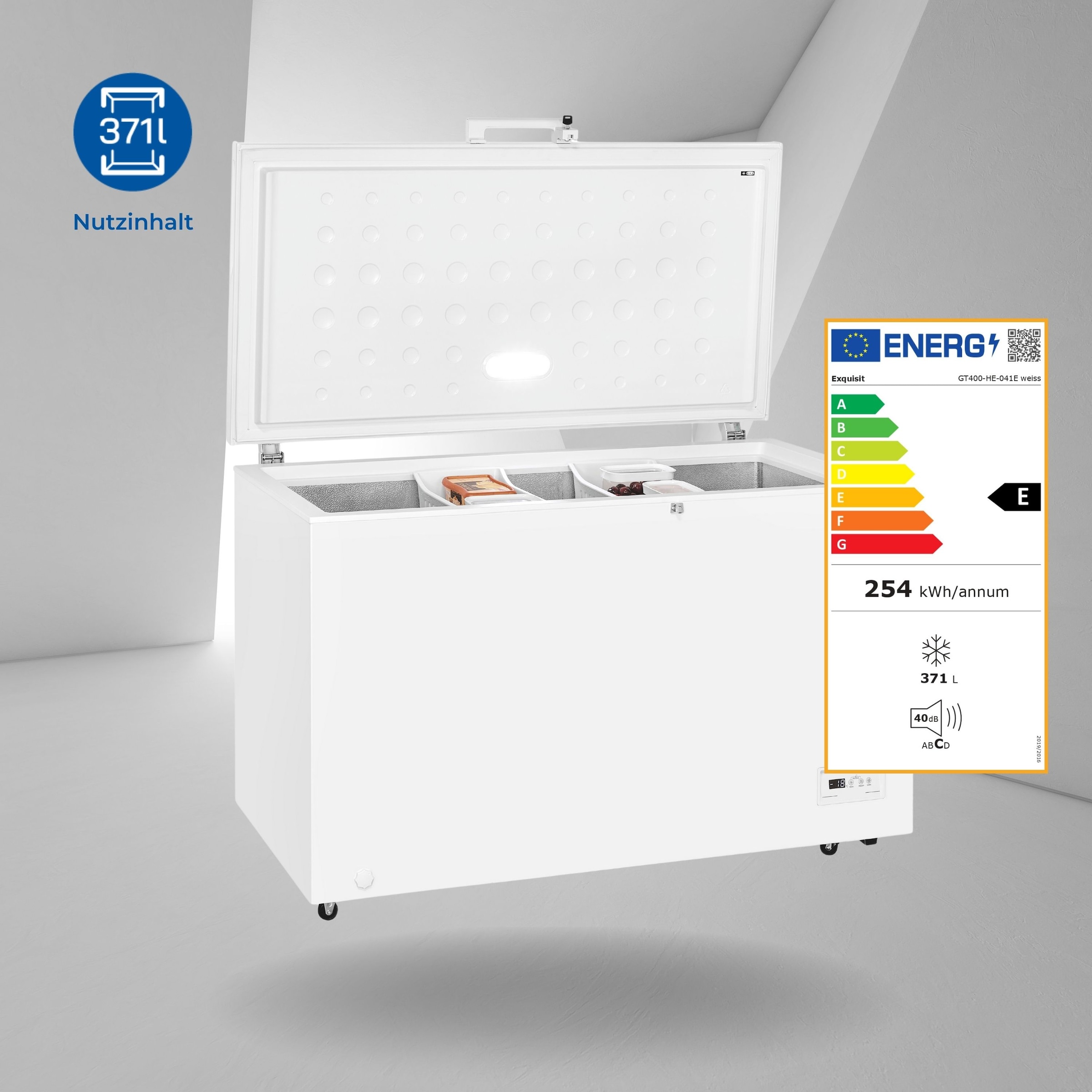 exquisit Gefriertruhe »GT400-HE-041E weiss«, 85 cm hoch, 130 cm breit, mit Türschloss
