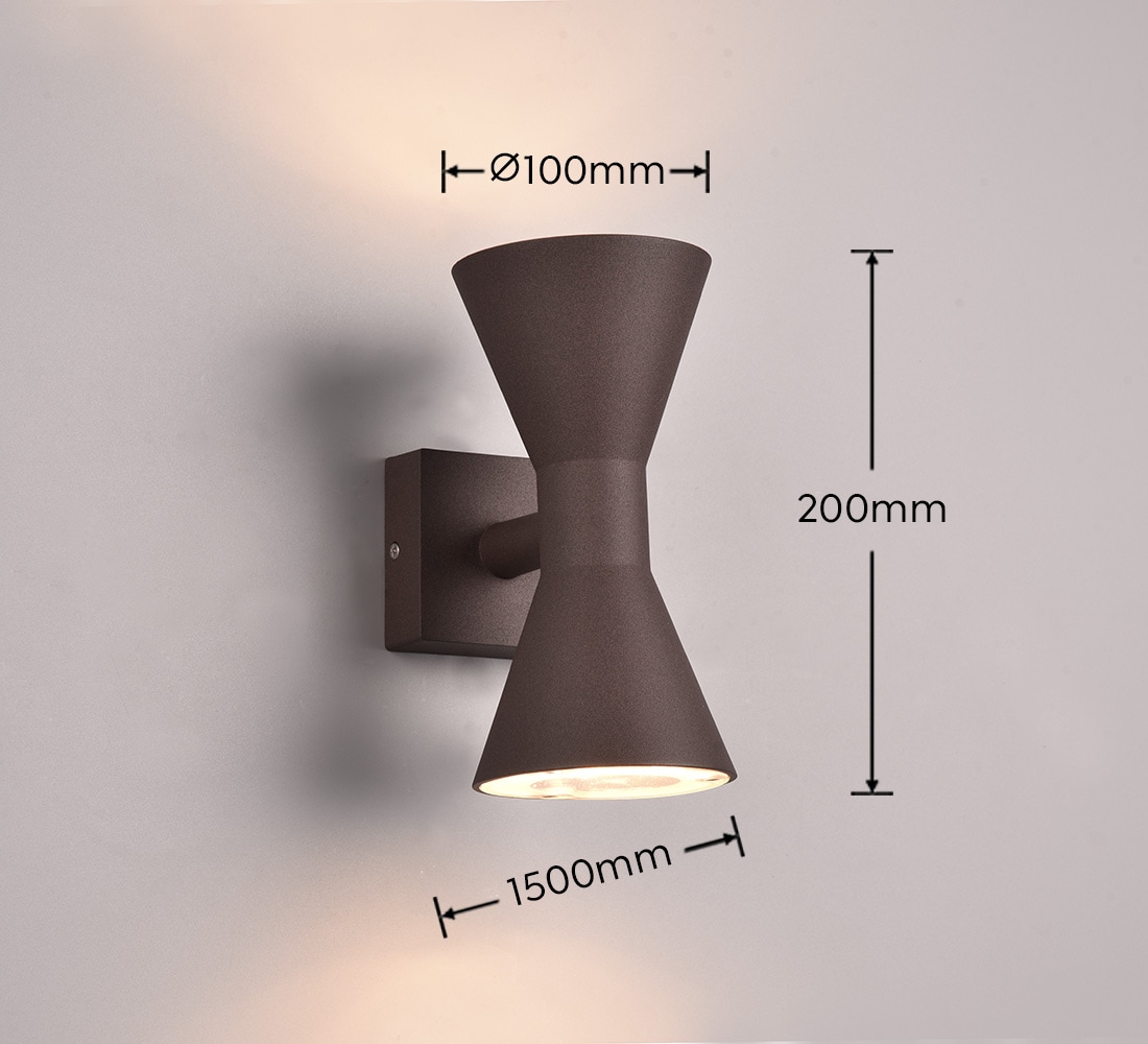 TRIO Leuchten Außen-Wandleuchte »ARDAS, up-and-down Licht Fassadenleuchte, exkl 2x GU10 max 10W, IP44« GU10 1 Stk. warmweiß - kaltweiß Outdoor Wandlampe in Sanduhr-Form, für Garten Terrasse Haustür Lampe