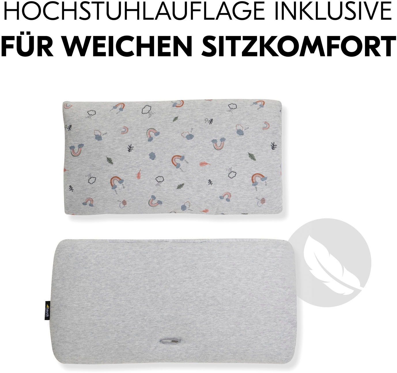 Hauck Hochstuhl »Alpha+, weiß + Sitzauflage Rainbow«, (Set), 3 St.