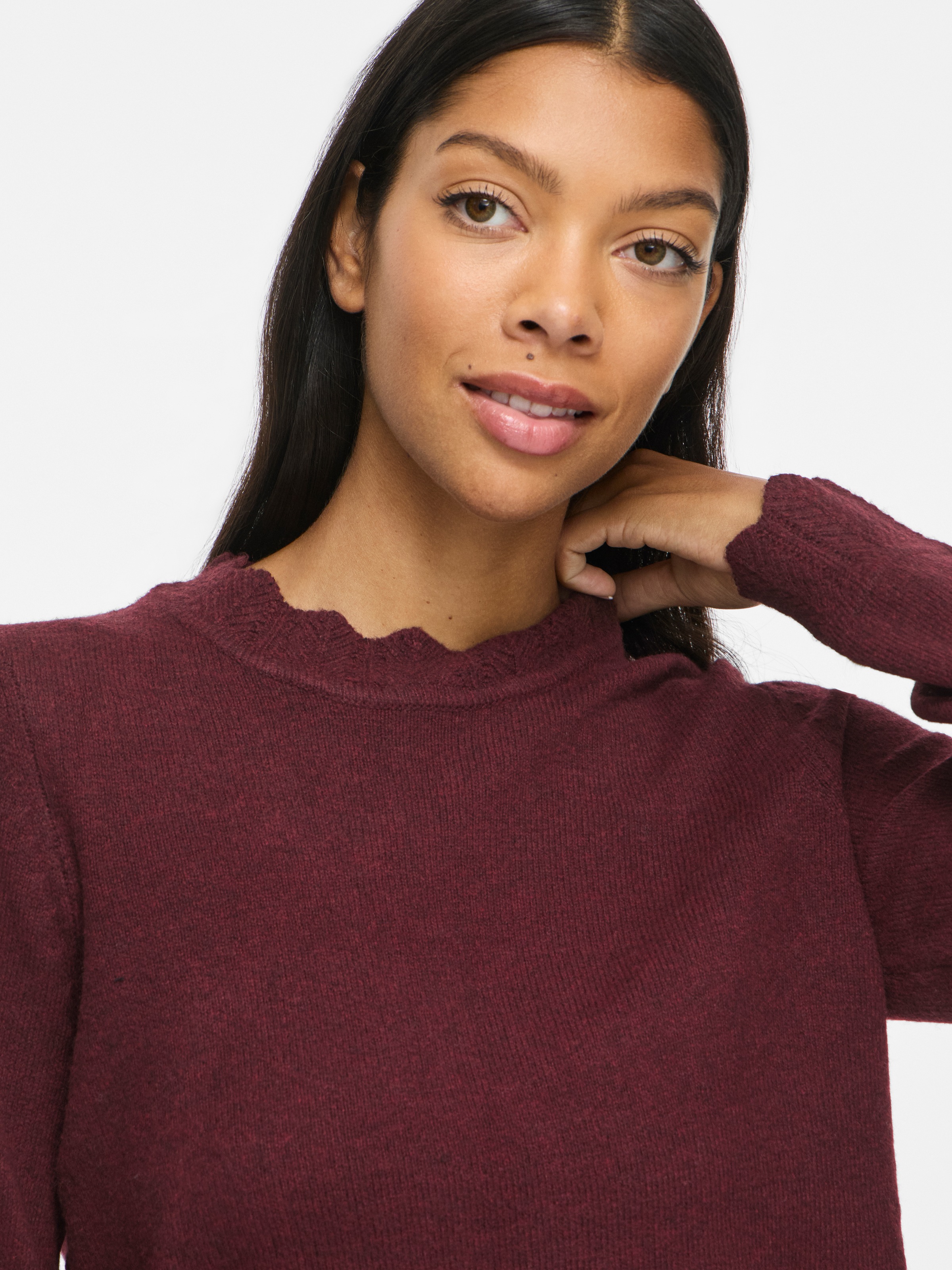 Vila Strickpullover »VINIKOLINA O-NECK L/S KNIT TOP - NOOS« Materialmix, regular fit