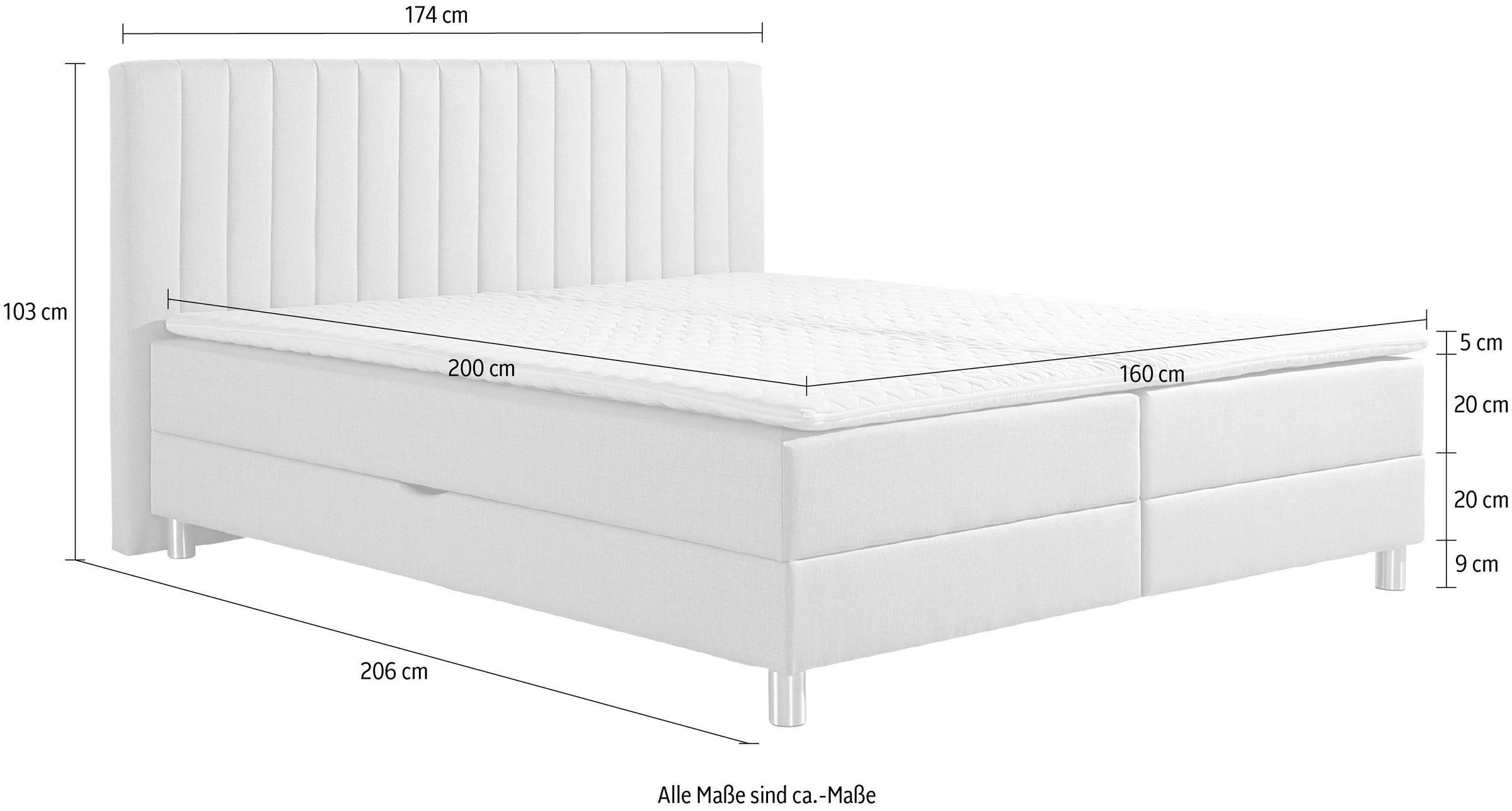 Maintal Boxbett, mit Bettkasten und Kaltschaum-Topper