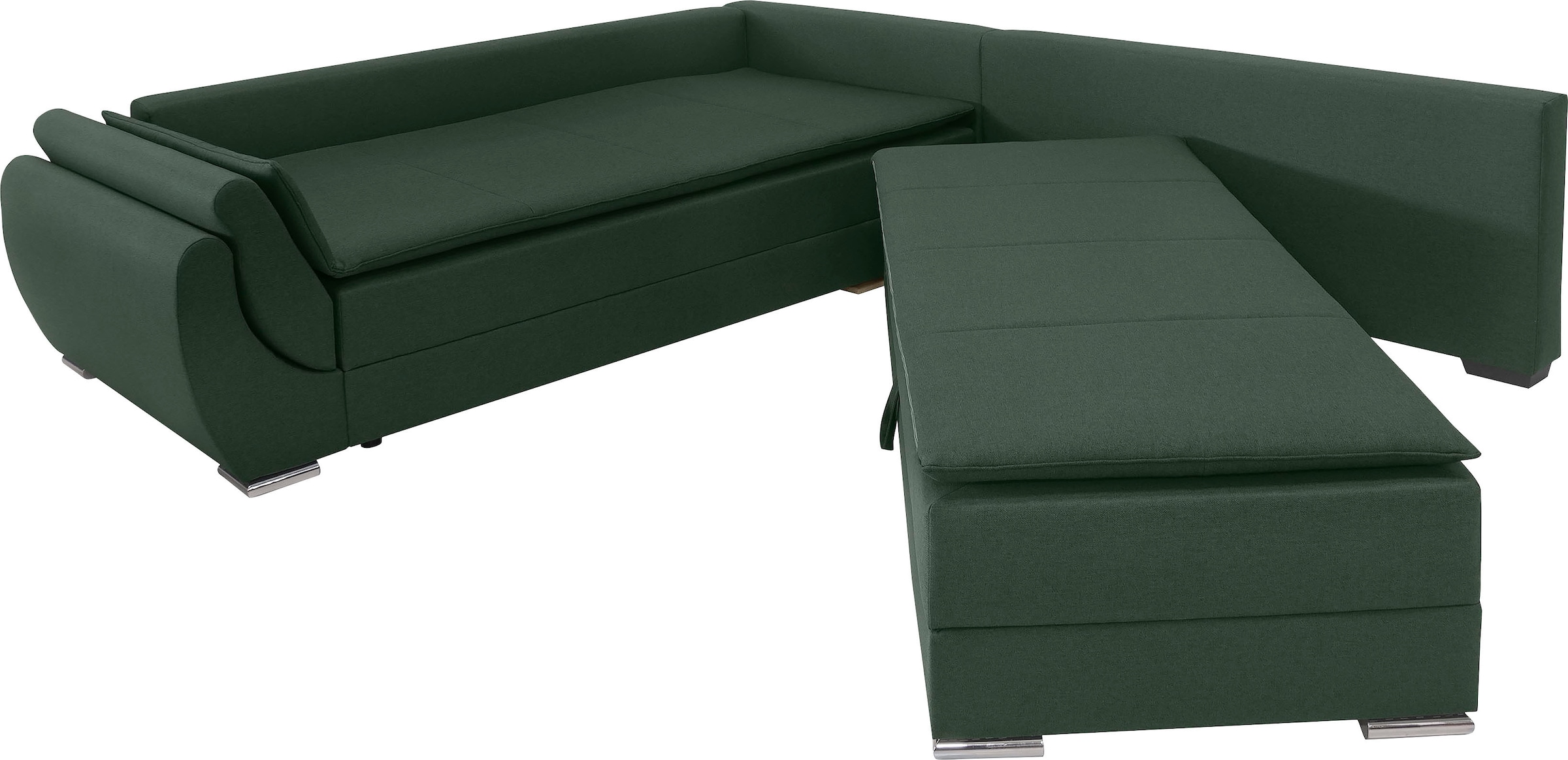 INOSIGN Ecksofa »Göteborg«, mit Boxspring-Bettfunktion und Bettkasten, Dauerschlaffunktion, Topper