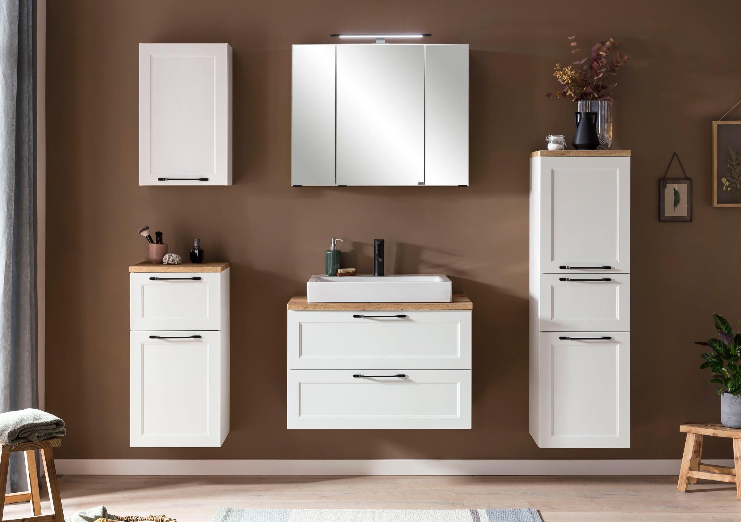 welltime Badmöbel-Set »Lana«, (Komplett-Set, 2 St.), Badezimmer-Set, 2-teilig, inkl. Waschbecken, 80 cm breit