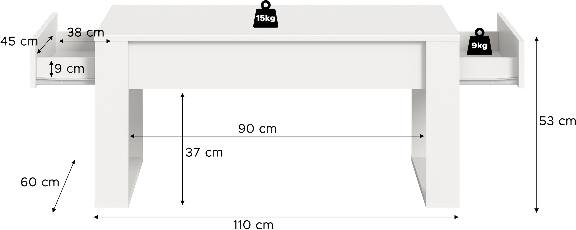 Home affaire Couchtisch »LÖMA, Breite 110 cm, inkl. 2 Schubkästen, mit Kufengestell« Beistelltisch, Tisch, Coffeetable, Wohnzimmertisch