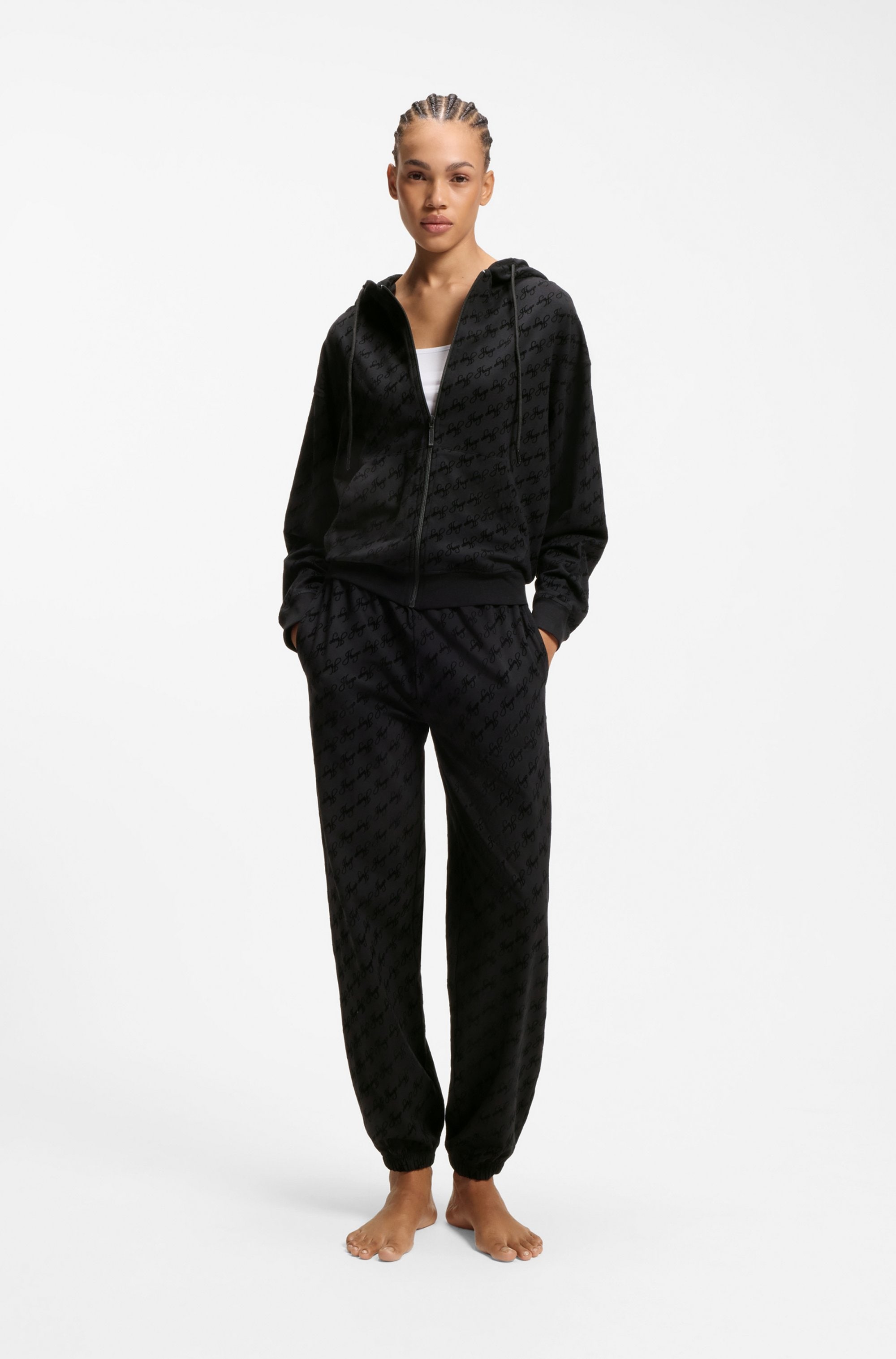 HUGO Underwear Kapuzensweatjacke »FLOKKY« Flock-Logo-Print, relaxed fit