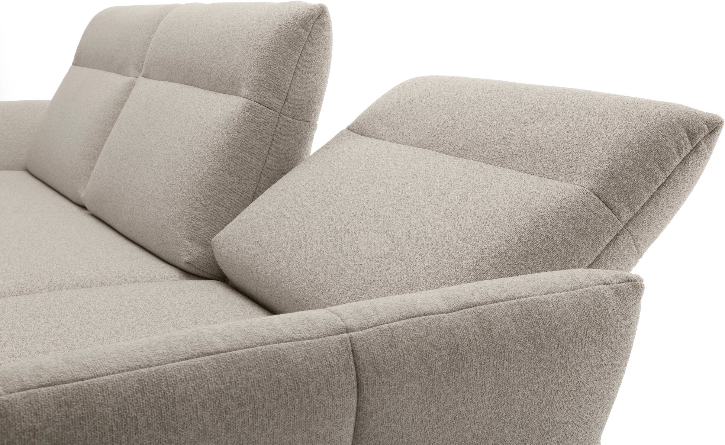 Creation BY ROLF BENZ Ecksofa »CR.460«, Sockel in Nussbaum, Winkelfüße in Umbragrau, Breite 298 cm