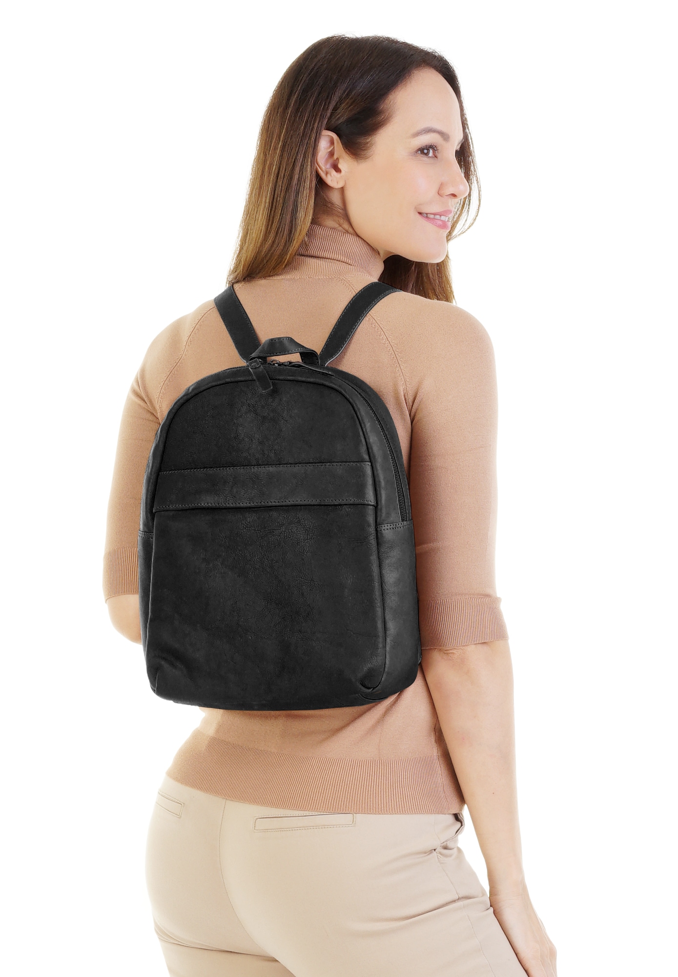 X-Zone Laptoprucksack echt Leder