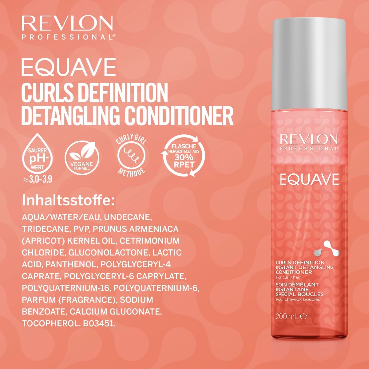 REVLON PROFESSIONAL Haarspülung »Leave-in Pflege Equave Curls Definition Instant Detangling Conditioner«, Lockiges Haar 200 ml