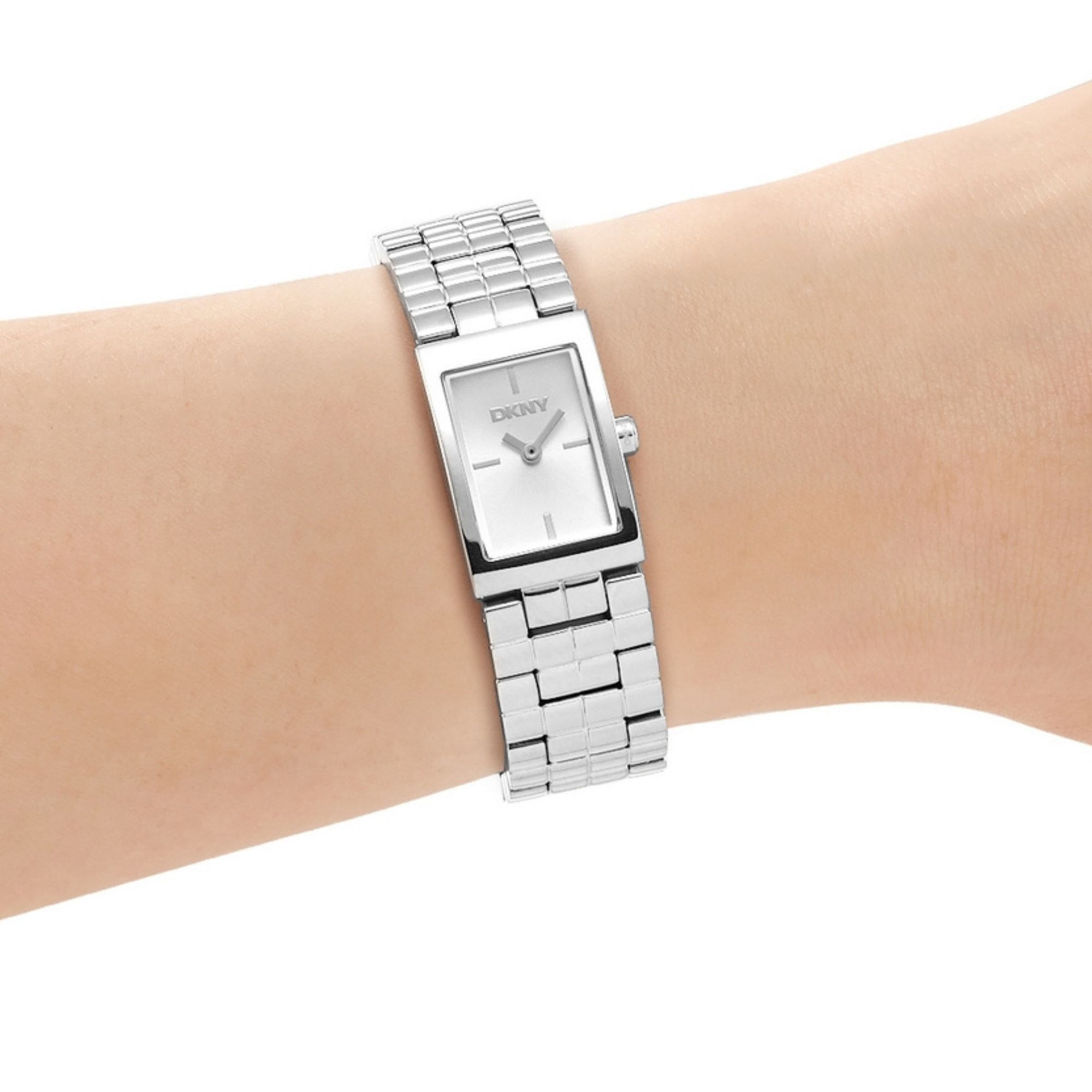 DKNY Quarzuhr »Signature square Watch« Armbanduhr, Damenuhr, Edelstahlarmband, analog