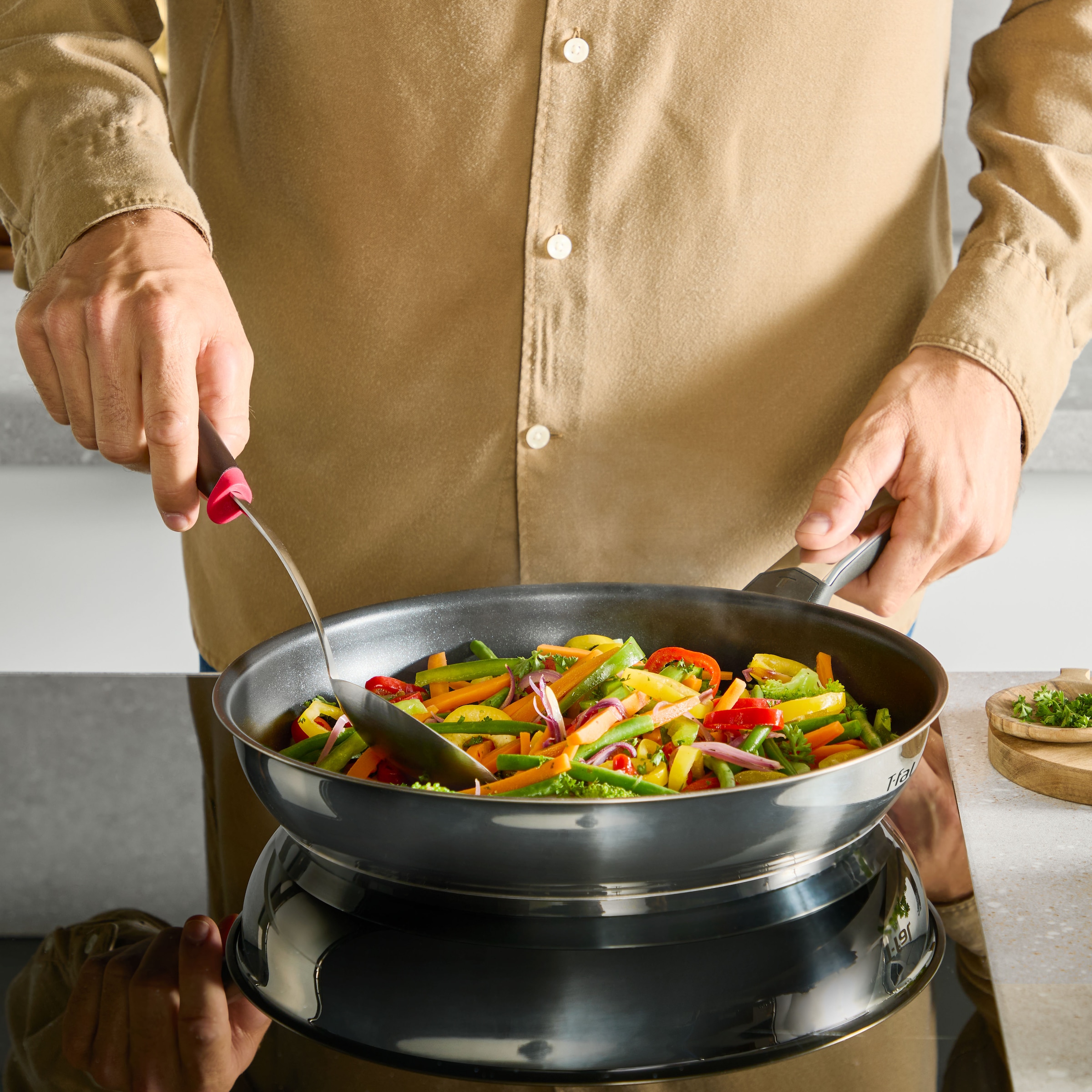 Tefal Pfannen-Set »Emotion+« Edelstahl Set, 3 tlg. Premium Edelstahl, Induktion, spülmaschinenfest, hochglanzpoliert