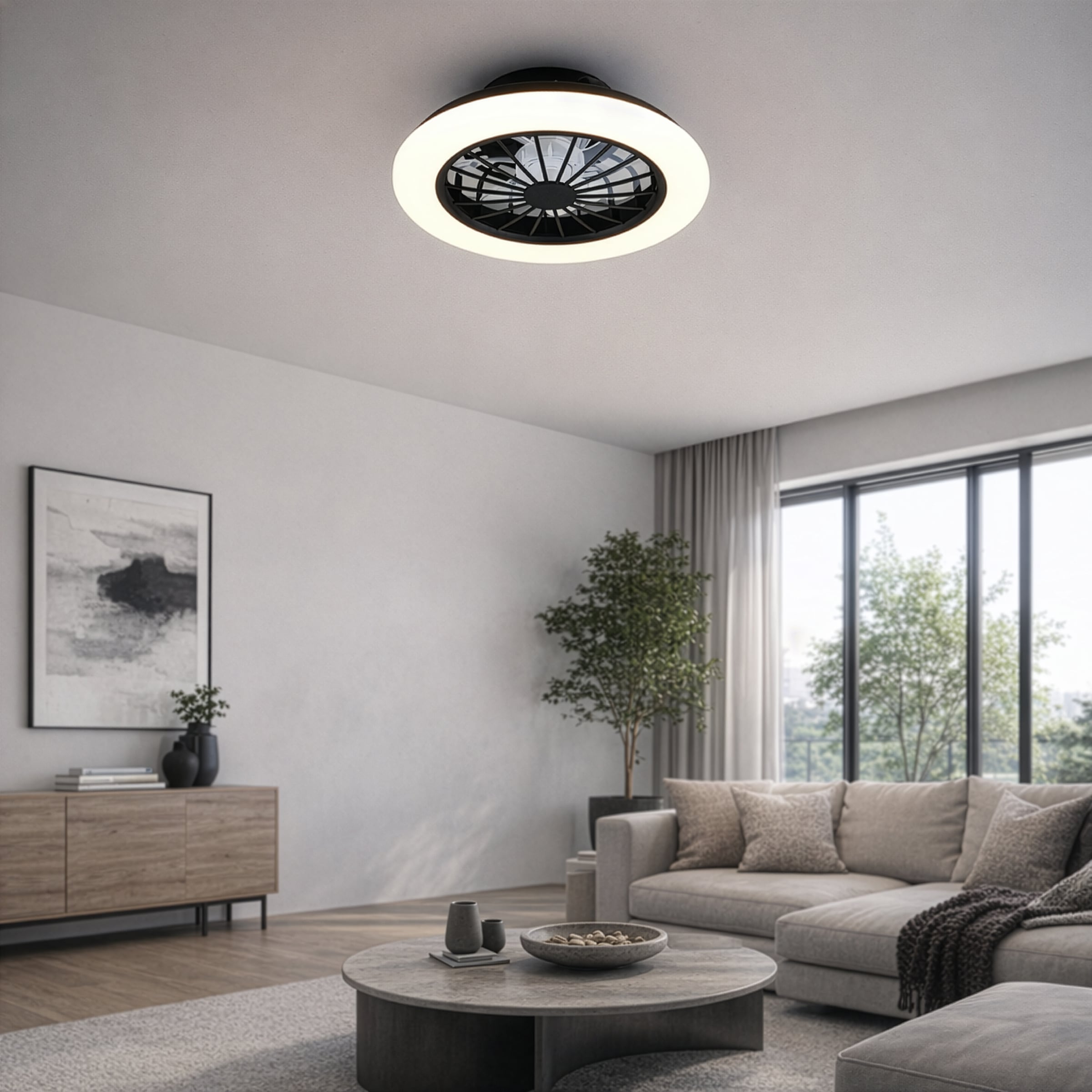 Hanseatic LED Deckenleuchte »DLVO69222RS, Deckenventilator mit Licht Ø 38cm, inkl Fernbedienung« LED-Board 1 Stk. Farbwechsler | warmweiß - kaltweiß Ventilator mit 5 Stufen, Vor- & Rücklauf, LED mit CCT Timer Nachtlicht