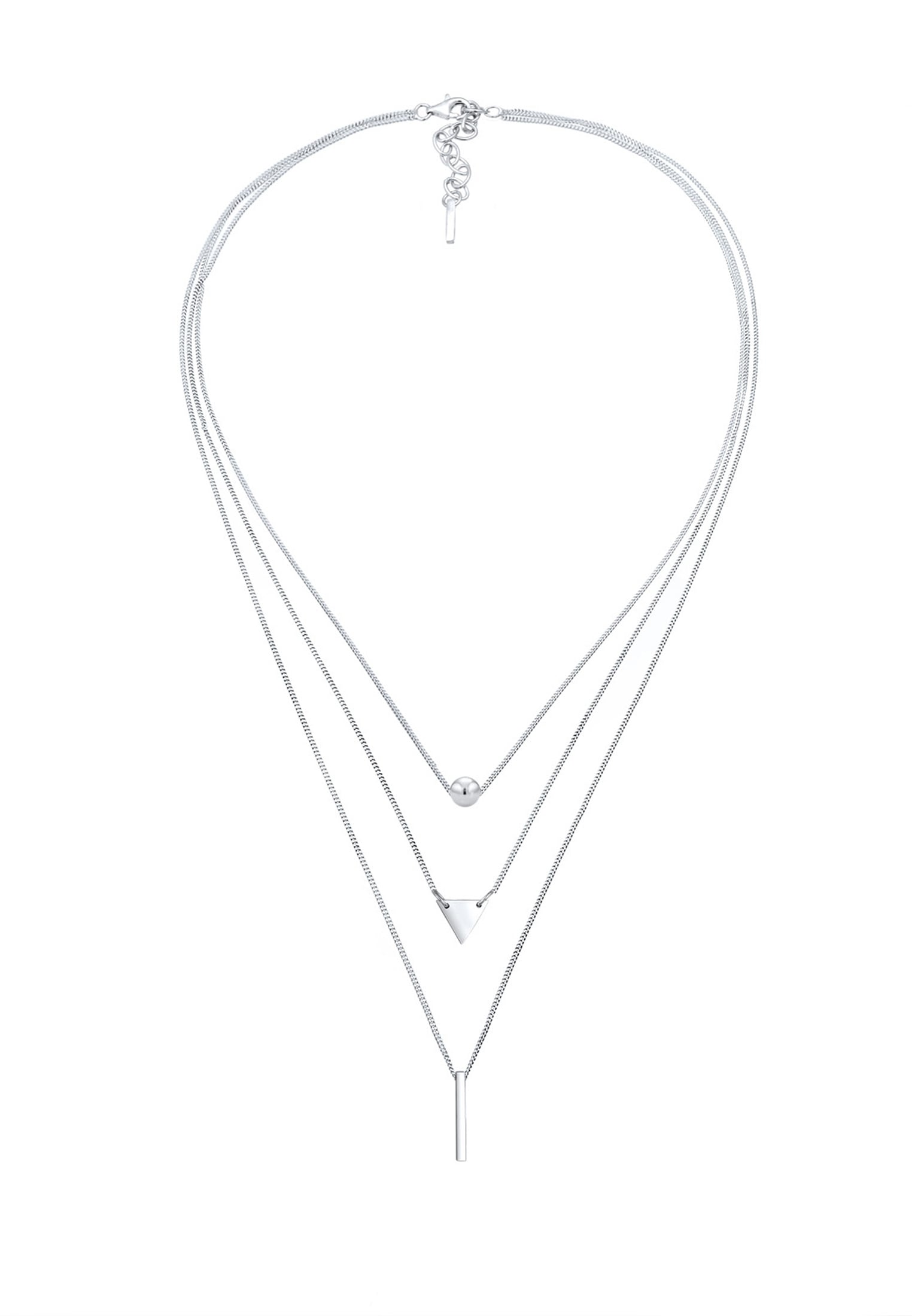 Elli Silberkette »Halskette Layer Kugel Dreieck Rechteck Geo 925 Silber«