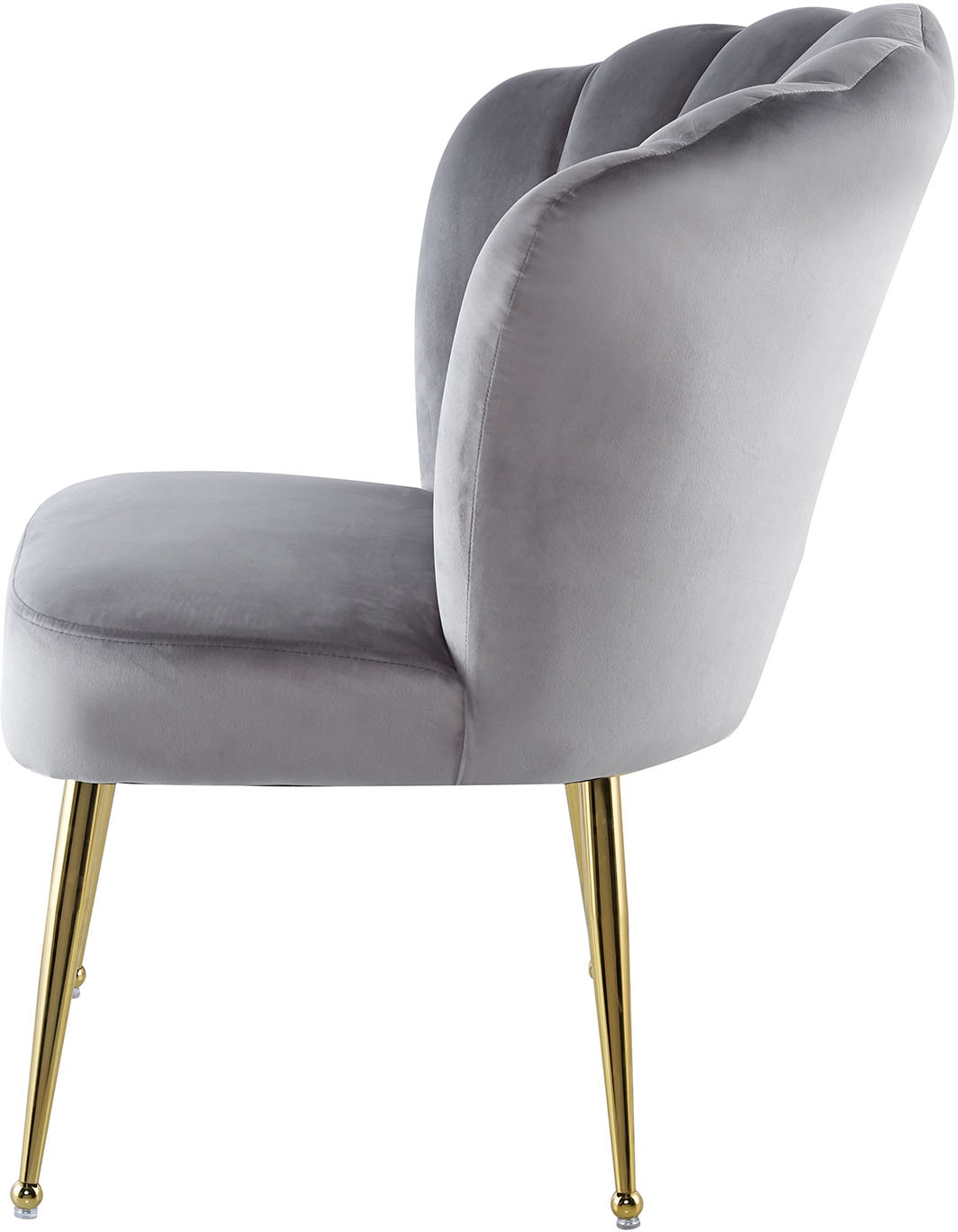 Kayoom Polsterstuhl »Stuhl Lalie 125, Rückenlehne im Retro-Stil, ausgefallene Rückenlehne«, 1 St., Rückenlehne in Muschel-Design, Samtbezug, goldene Metallbeine