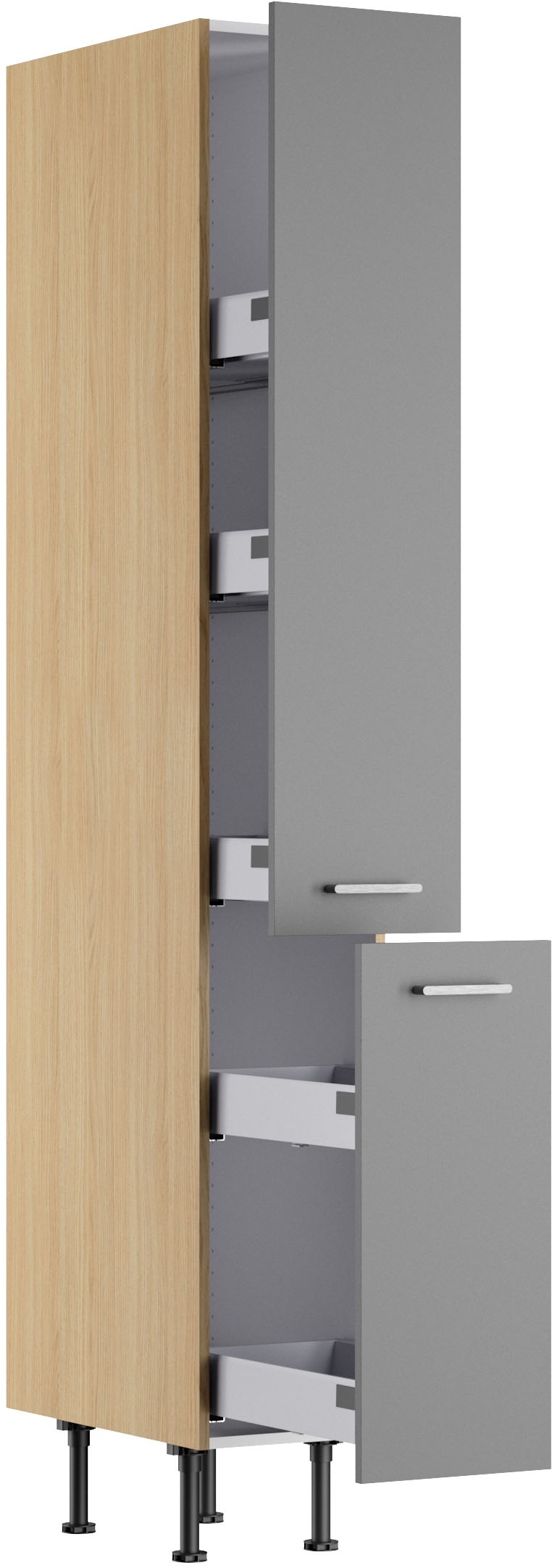 KOCHSTATION Apothekerschrank »KS-Lucy« Breite 30 cm, mit 2 Auszügen, Soft-Close, höhenverstellbare Füße