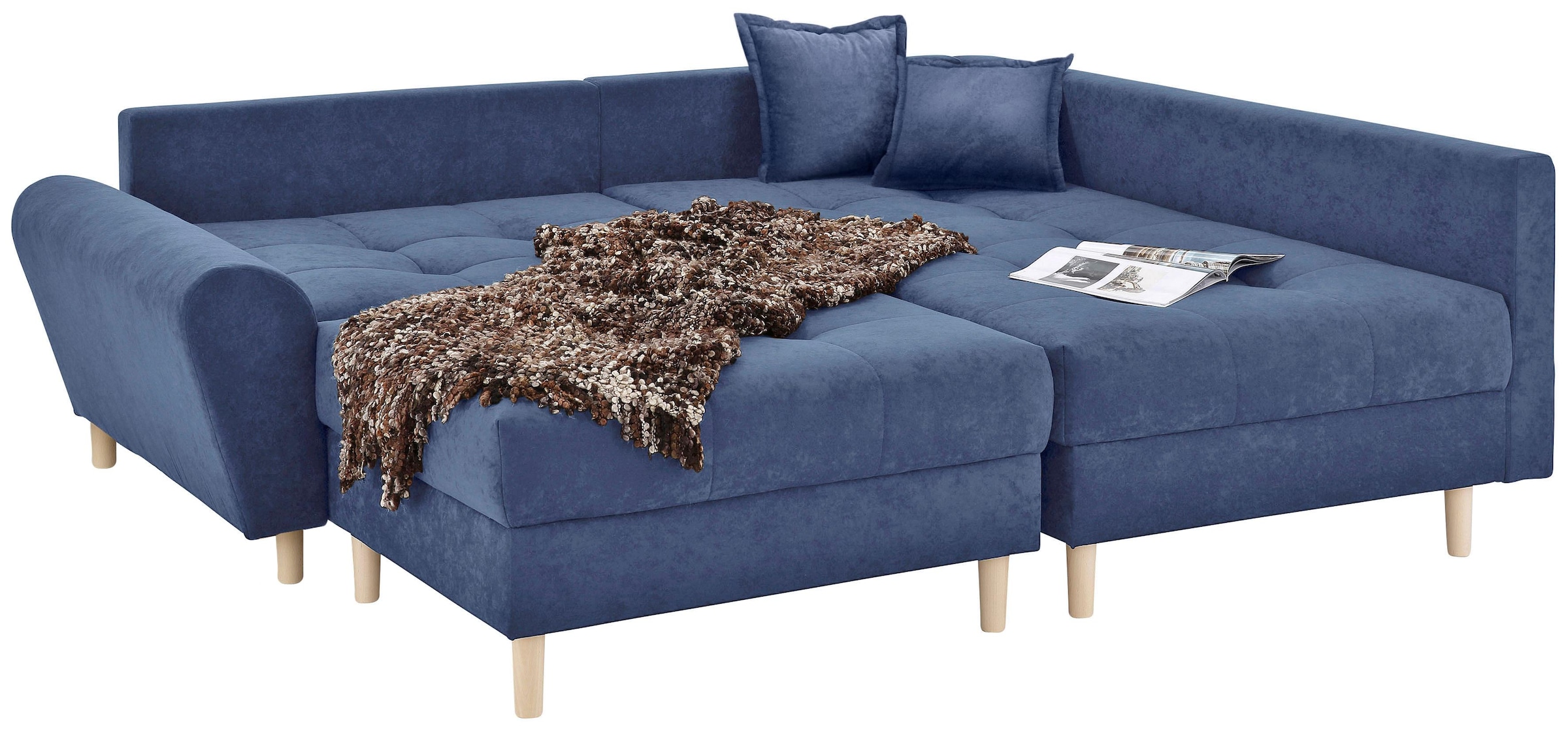 Home affaire Ecksofa »Rice L-Form, B: 223 cm«, (Set, mit Hocker), Set: Sofa & Hocker, mit 3 Zierkissen, Federkern