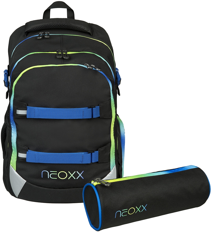 Neon ♕ recycelten Flash«, bei Details, inklusive »Active, PET-Flaschen; Schlamperetui aus neoxx reflektierende Schulrucksack