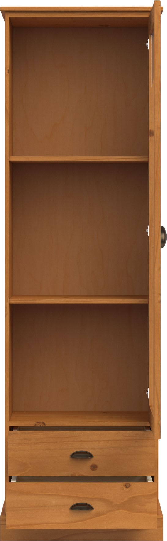 Home affaire Vitrine »Schröder«, mit 1 Schiebetür, 2 Schubkästen, aus massivem Kiefernholz, Breite 55cm