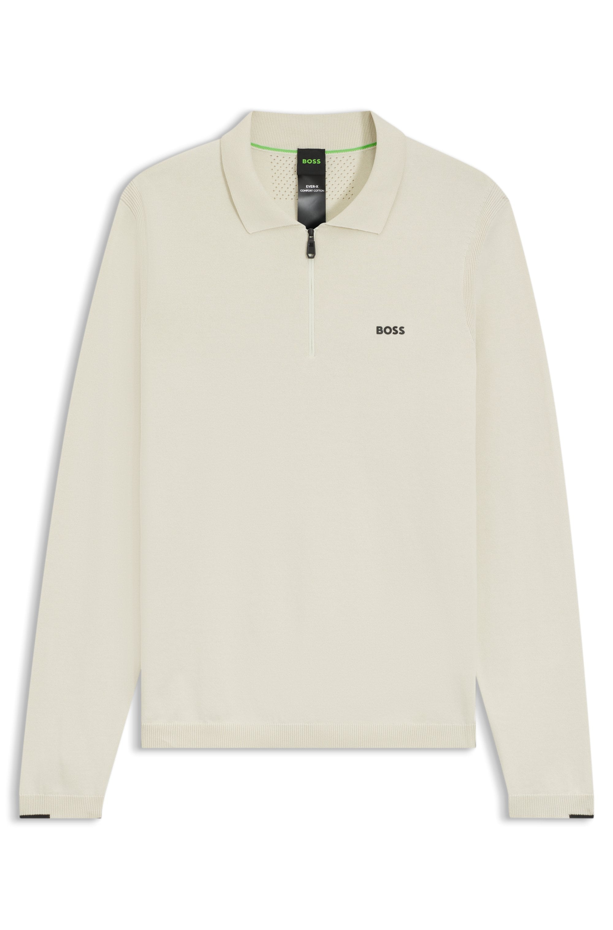 BOSS GREEN Strickpullover »KN Ever-X PL«, mit Reißverschluss, regular fit, toniges Logo