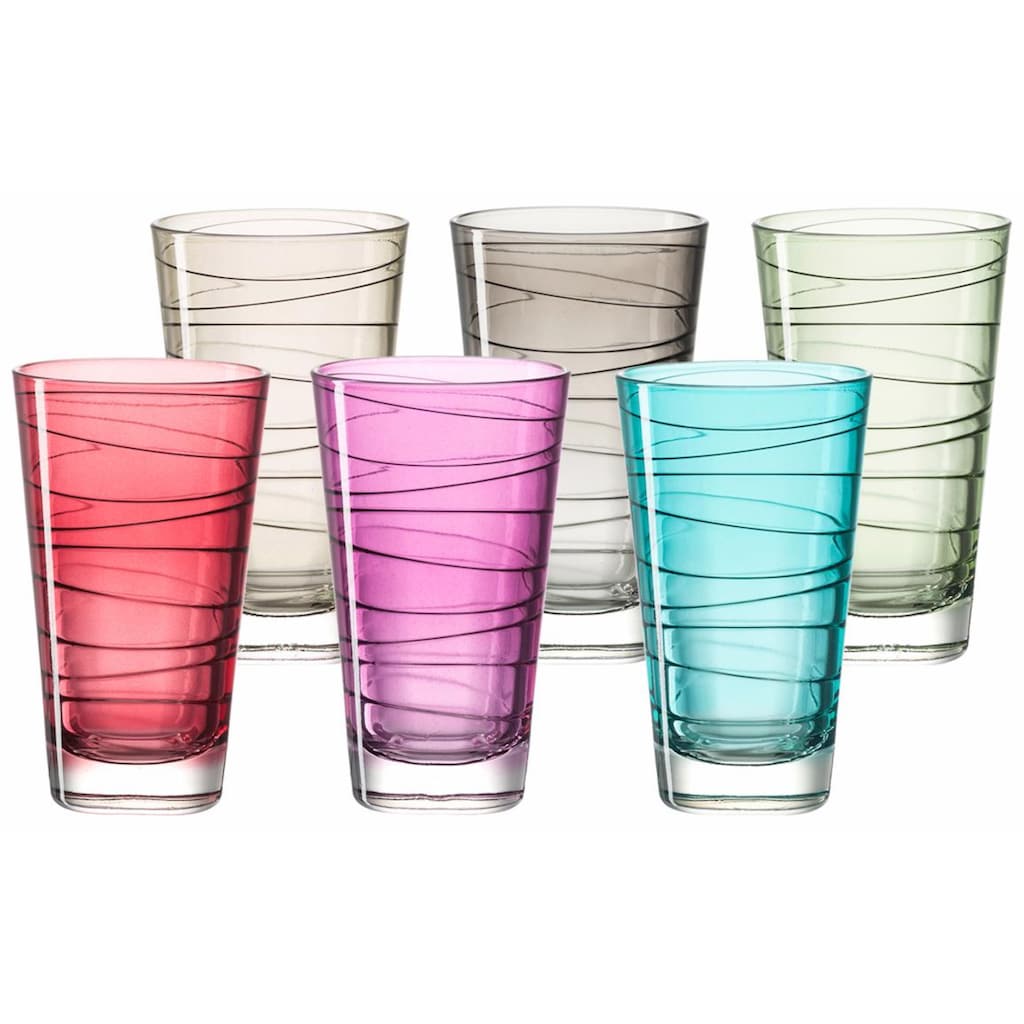 LEONARDO Glas »Colori«, (Set, 6 tlg.), veredelte mit lichtechter Hydroglasur, 280 ml, 6-teilig