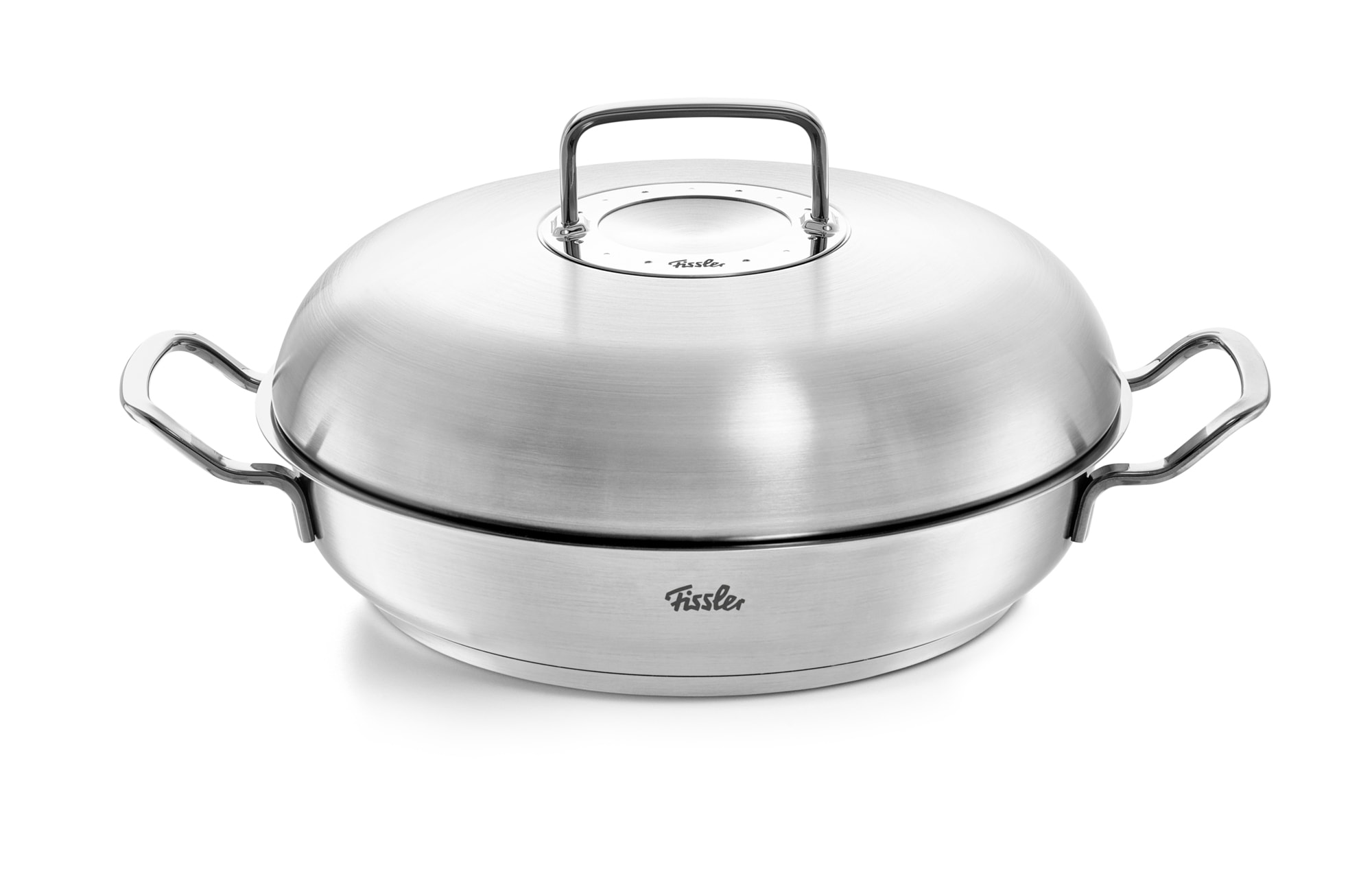 Fissler Servierpfanne »ORIGINAL-PROFI COLLECTION® Bräter mit Deckel, Ø 24 cm« Edelstahl 18/10 2 Stk. tlg. mit breitem Schüttrand, Kaltmetallgriffen. Made in Germany