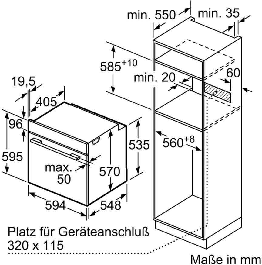 BOSCH Einbaubackofen »HBA533BS1«, 4, HBA533BS1, mit Teleskopauszug nachrüstbar, ecoClean Direct