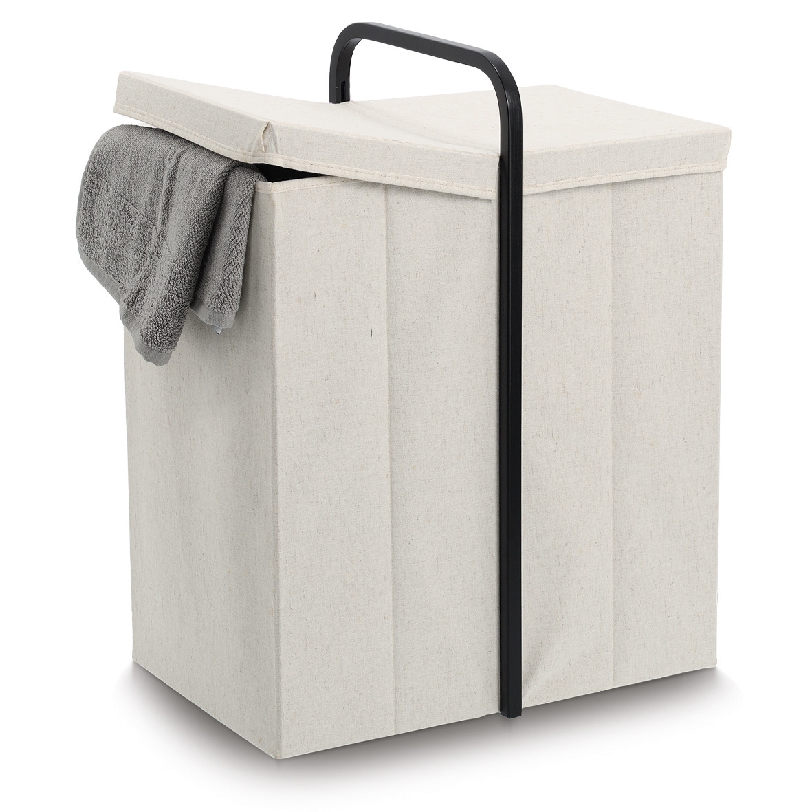 Zeller Present Wäschekorb »Wäschesammler, 2fach« ca. 51,5x35,5x65 cm, creme/schwarz