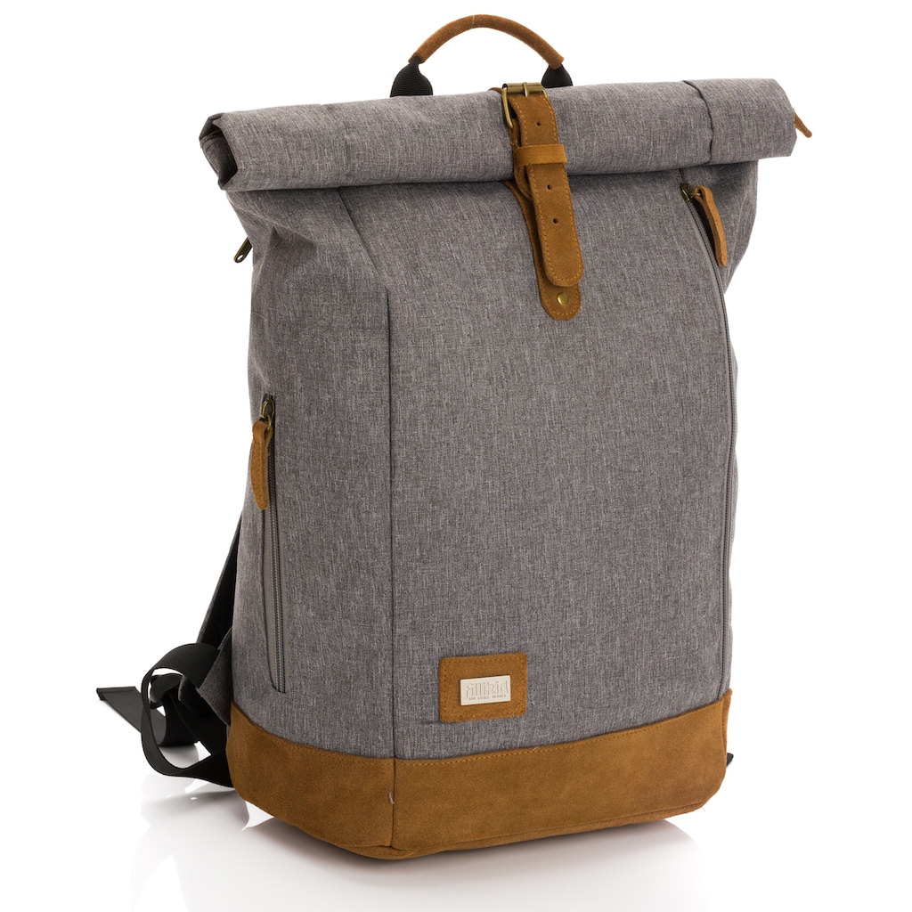 Fillikid Wickelrucksack »Berlin, grau melange«, Reflektoren, inkl. Wickelauflage