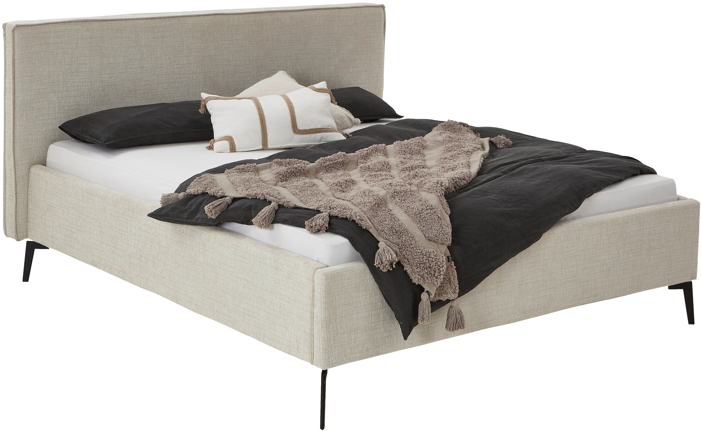 meise.möbel Polsterbett »Riva II« mit schwarzen Metallfüßen, wahlweise mit Bettkasten