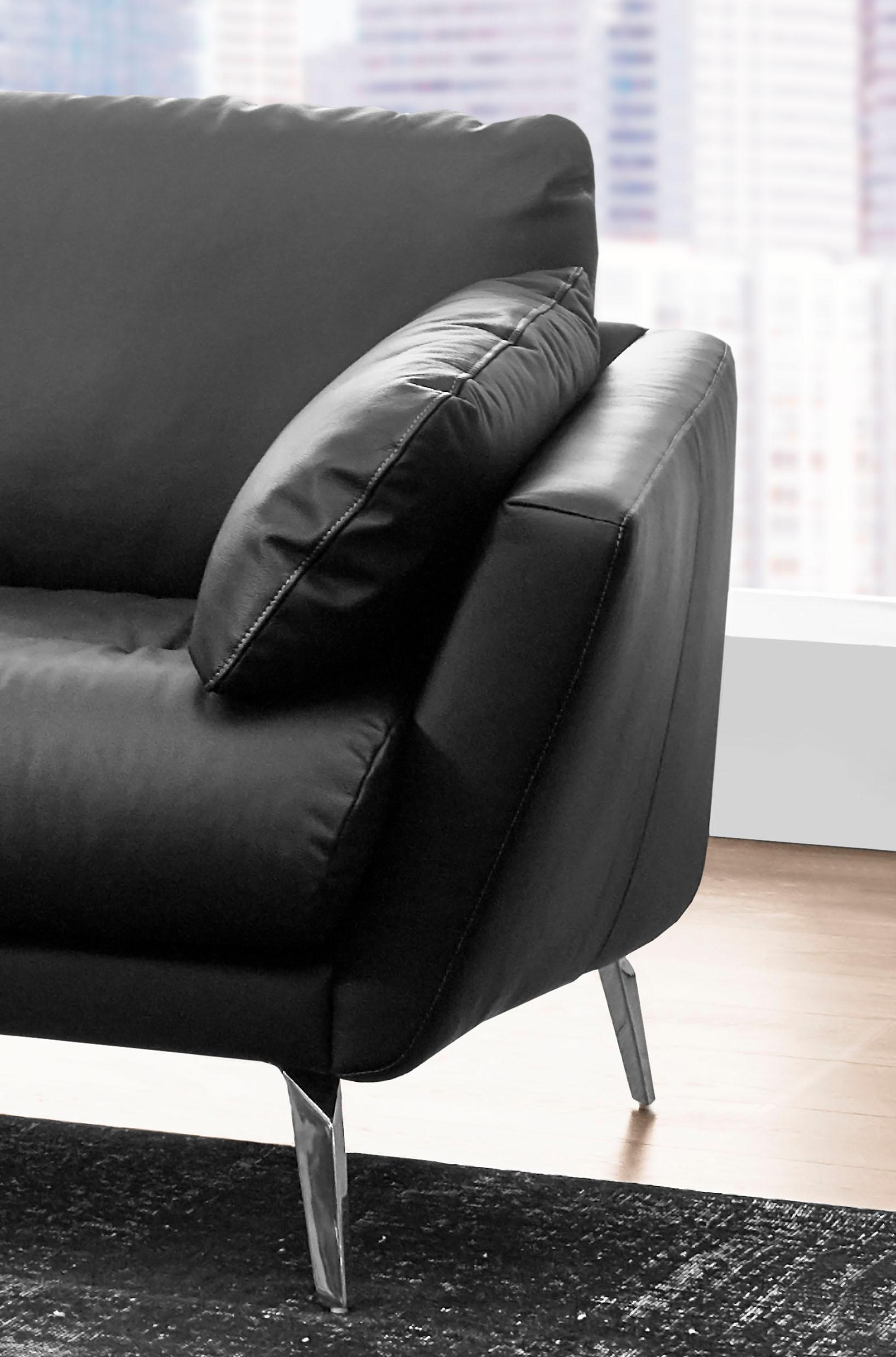 W.SCHILLIG Ecksofa »softy, Designsofa, zeitlos und elegant, hoher Sitzkomfort, L-Form«, mit dekorativer Heftung im Sitz, Füße Chrom glänzend