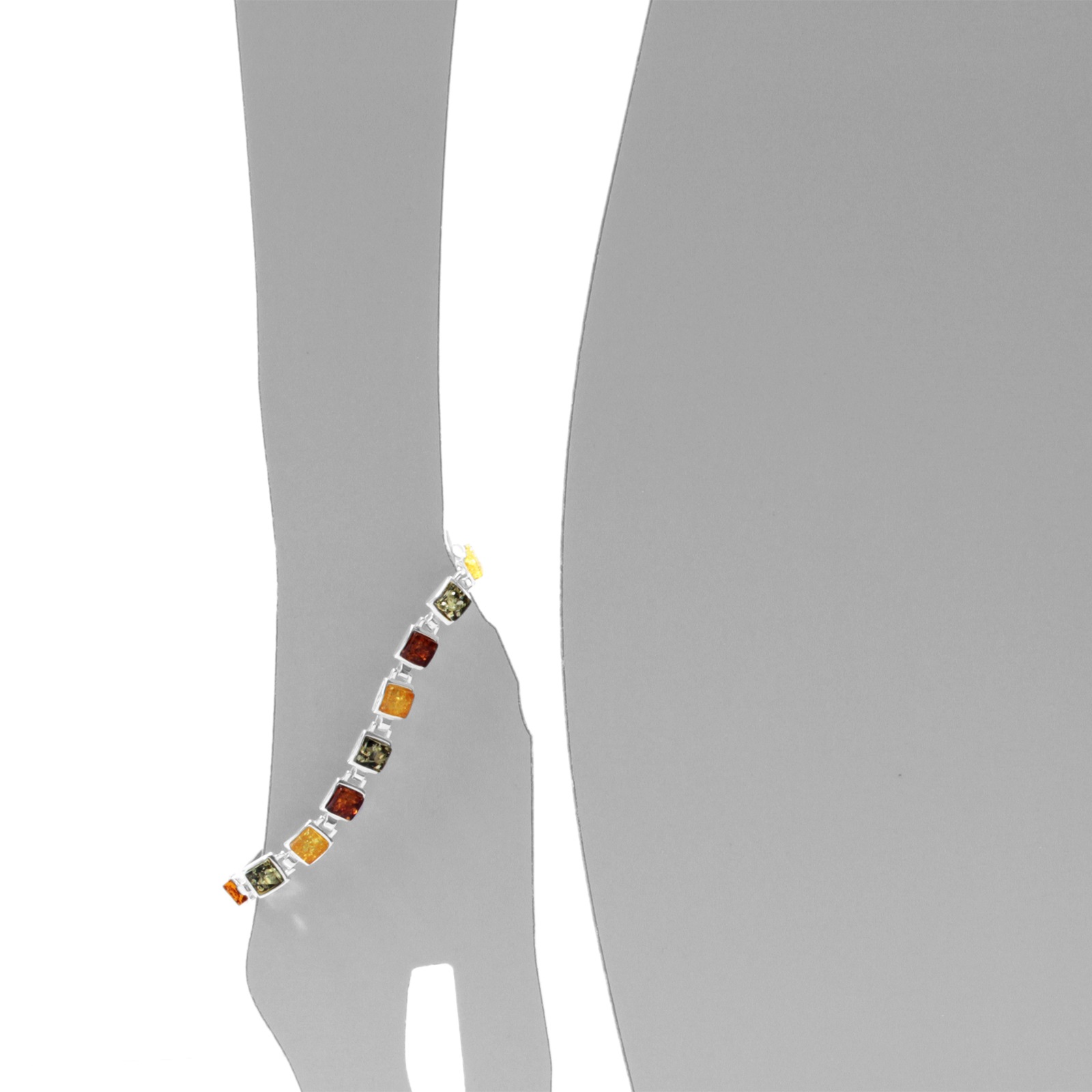 OSTSEE-SCHMUCK Armband »- Classic 6x6 mm - Silber 925/000 - Bernstein«