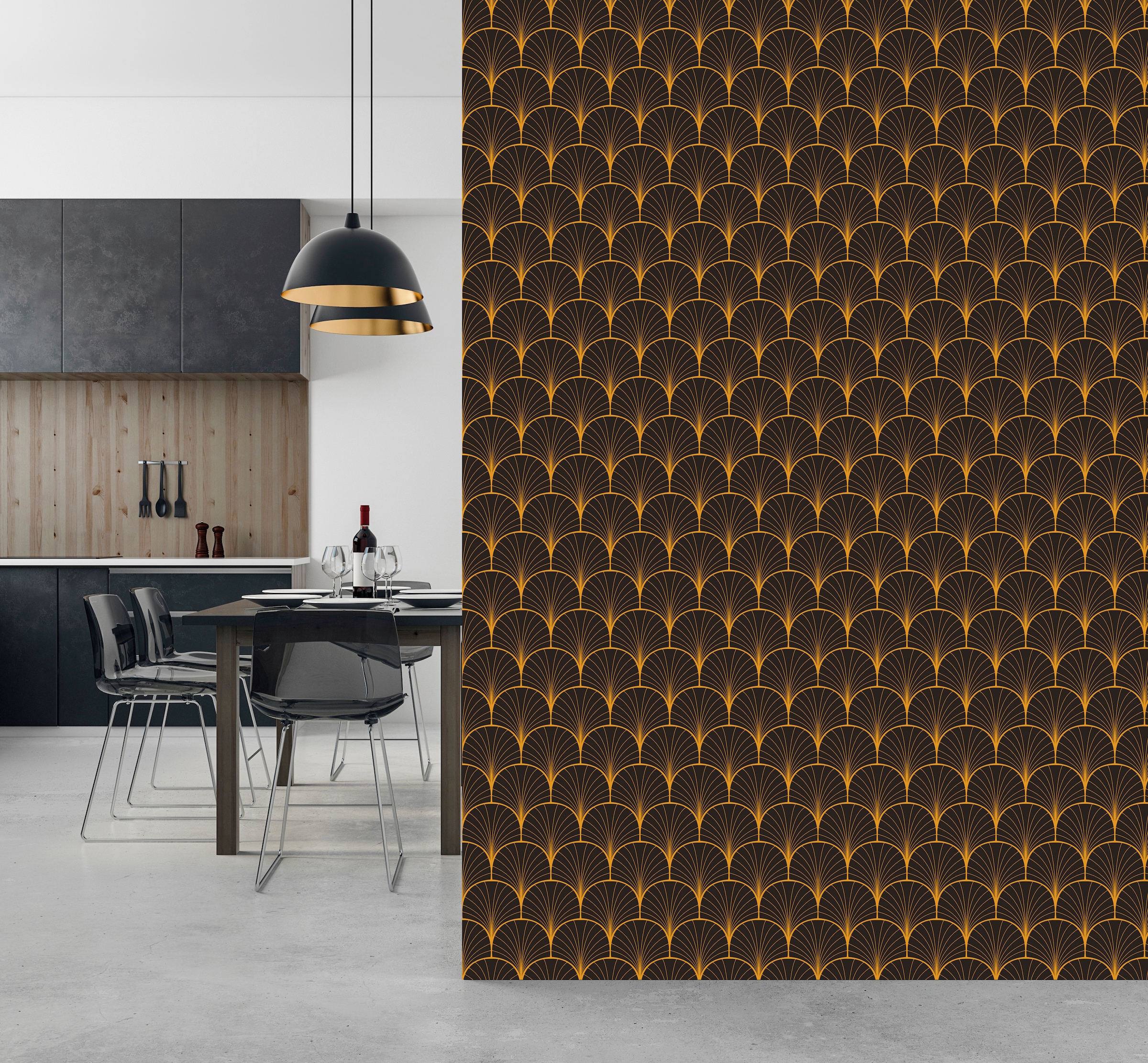 queence Vinyltapete »Hemke« Farbverlauf | abstrakt | bedruckt | gemustert glatt 90x250cm, selbstklebend, kinderleichte Anbringung, , Sticker