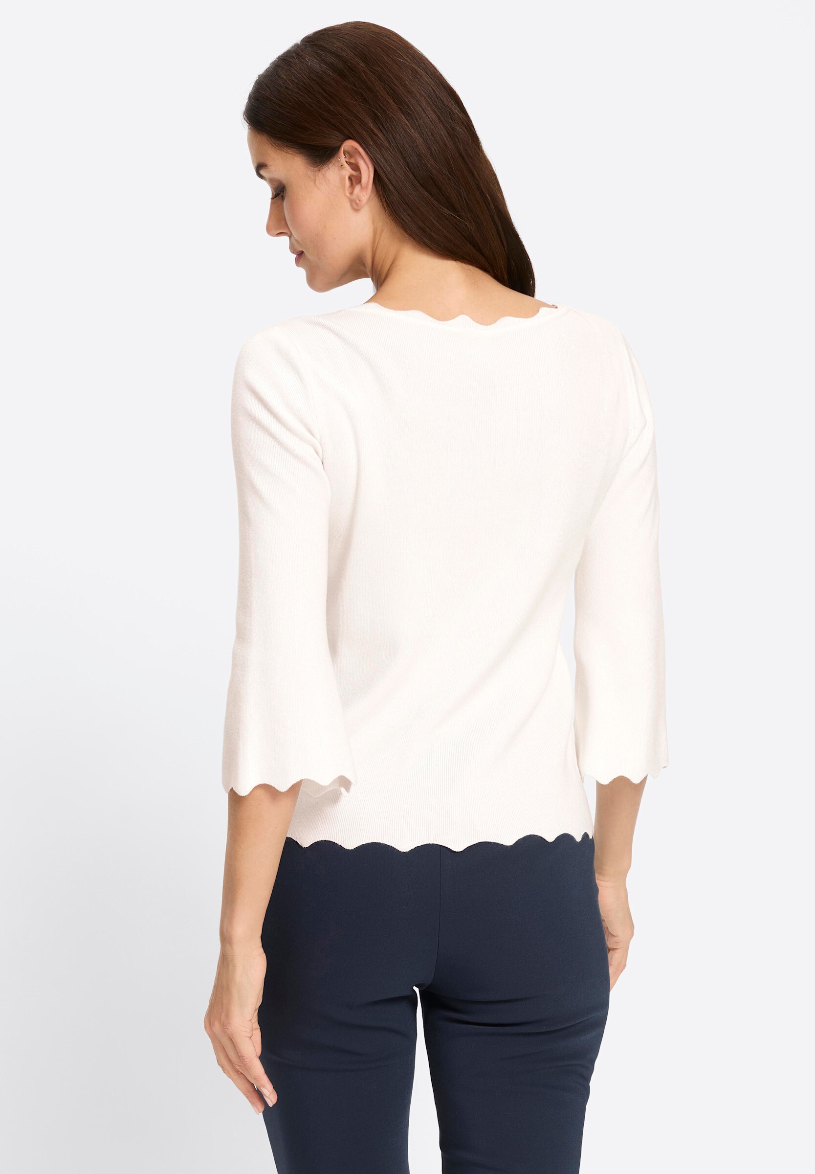 heine Longpullover »Feinstrick-Pullover Feinstrickpullover mit Trompetenärmeln«