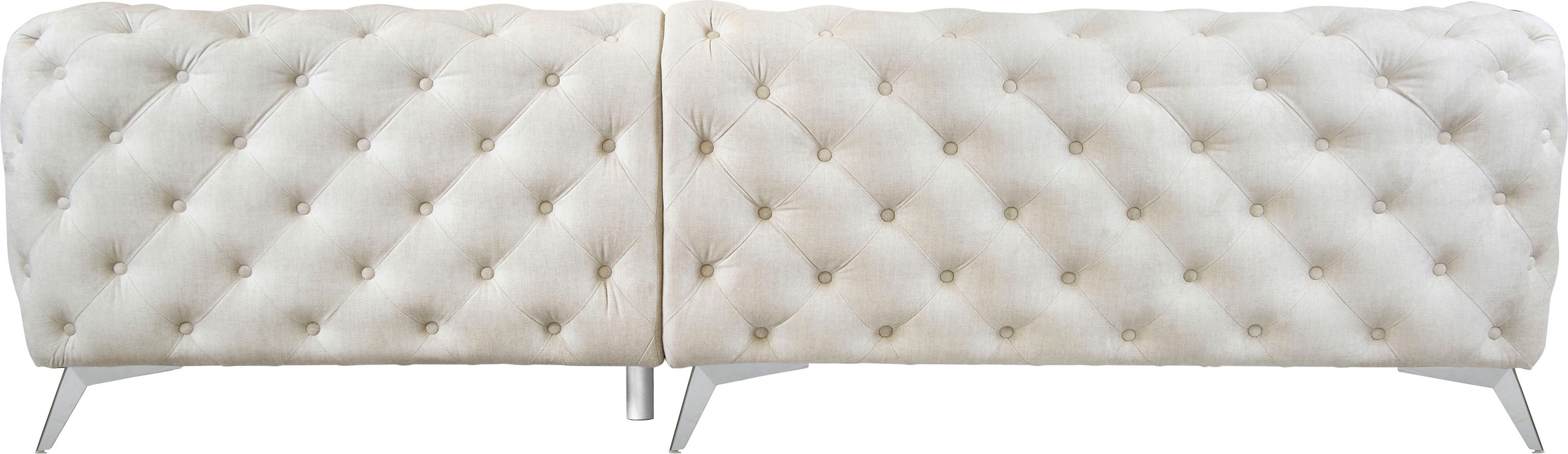 Leonique Chesterfield-Sofa »Ecksofa GLYNIS L-Form mit Wellenunterfederung, Maße B/T/H 264/264/75cm«, aufwändige Knopfheftung, moderne Chesterfield Optik, Fußfarbe wählbar
