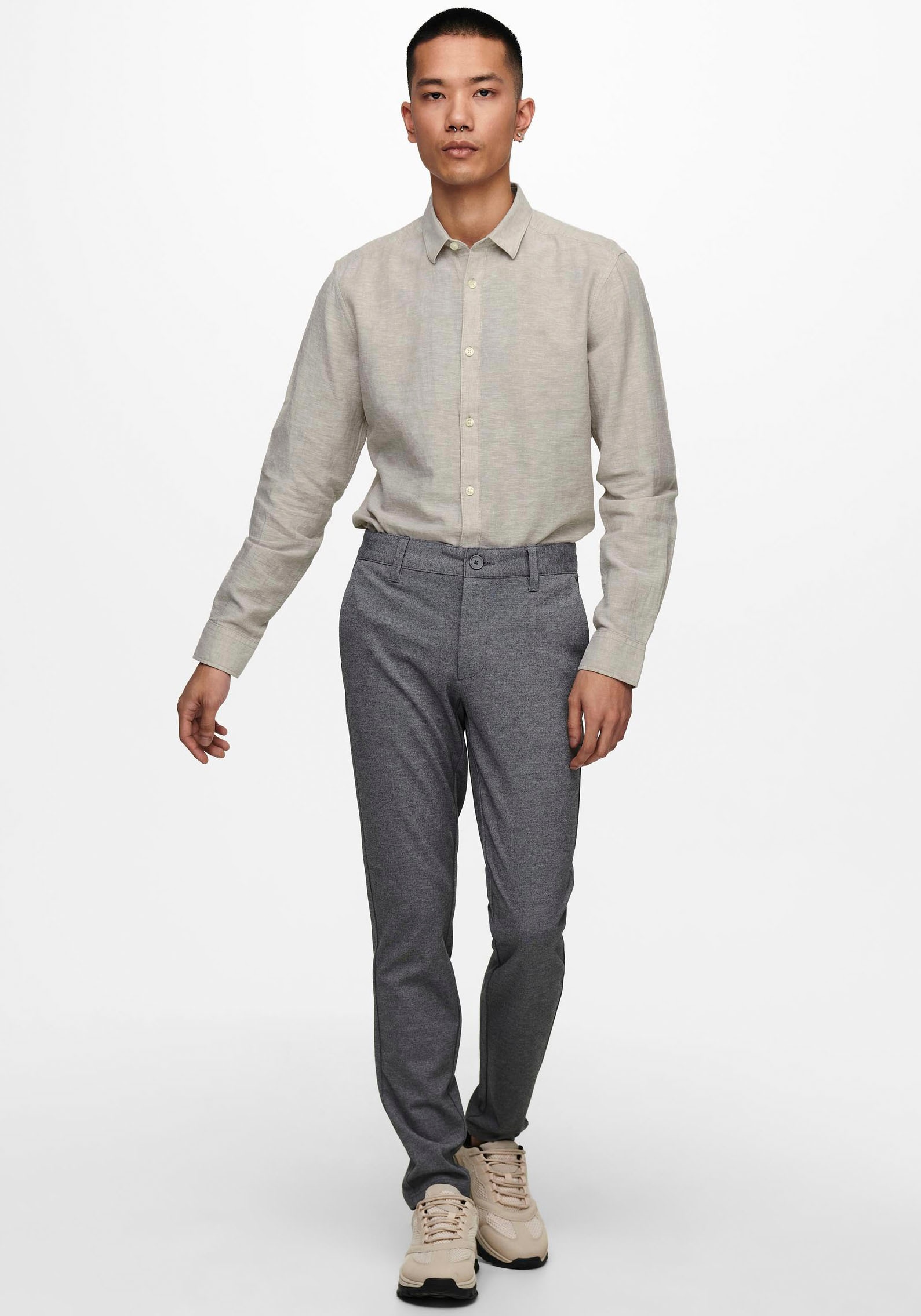 ONLY & SONS Langarmhemd »ONSCAIDEN LS SOLID LINEN SHIRT NOOS«