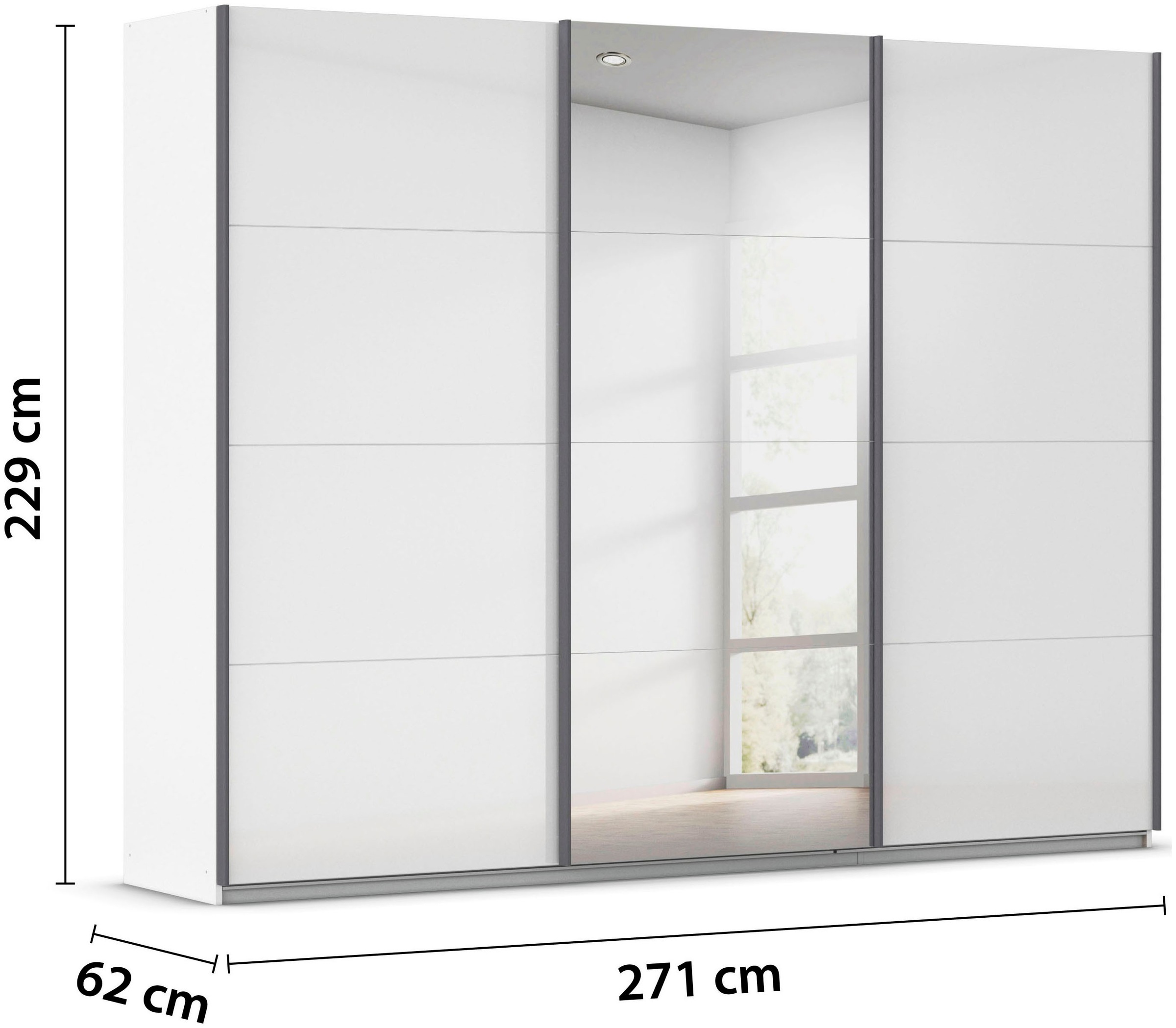 rauch Schwebetürenschrank »Kleiderschrank Schrank Garderobe AGORDO«, (in zwei Griff-Farben), Top Innenausstattung, in 4 Breiten und 2 Höhen MADE IN GERMANY