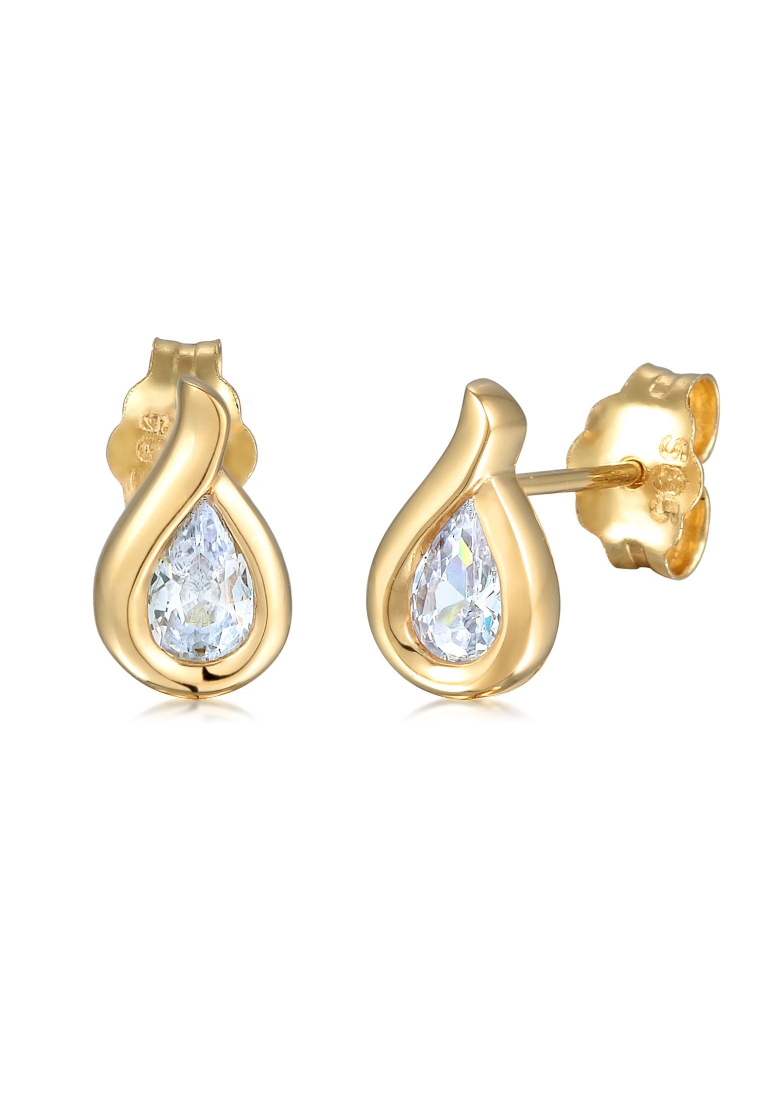 Elli Premium Paar Ohrstecker »Ohrringe Tropfen Zirkonia 585 Gelbgold«