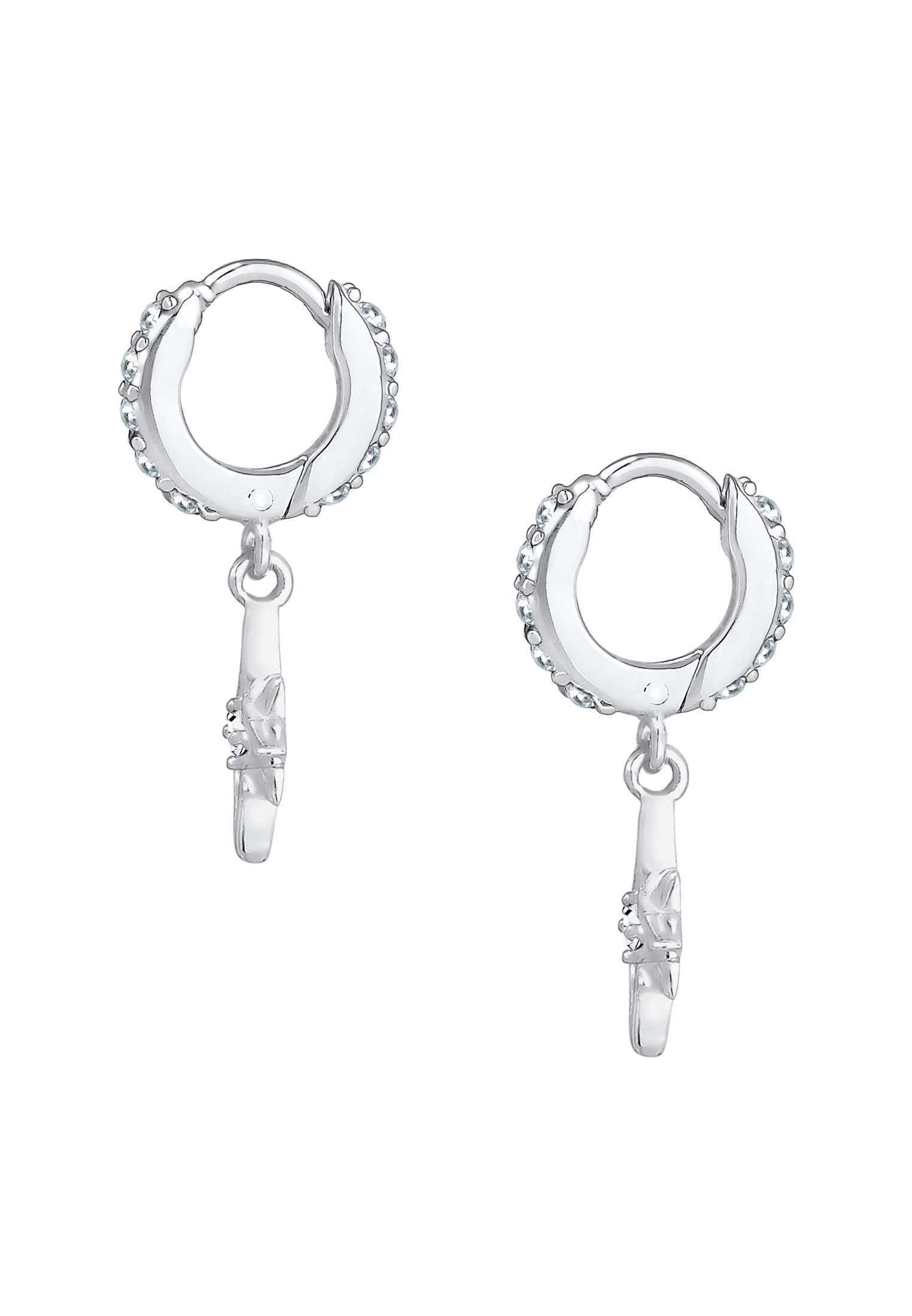 Elli Paar Creolen »Ohrringe Stern Glas Kristalle Weiß 925 Sterling Silber«