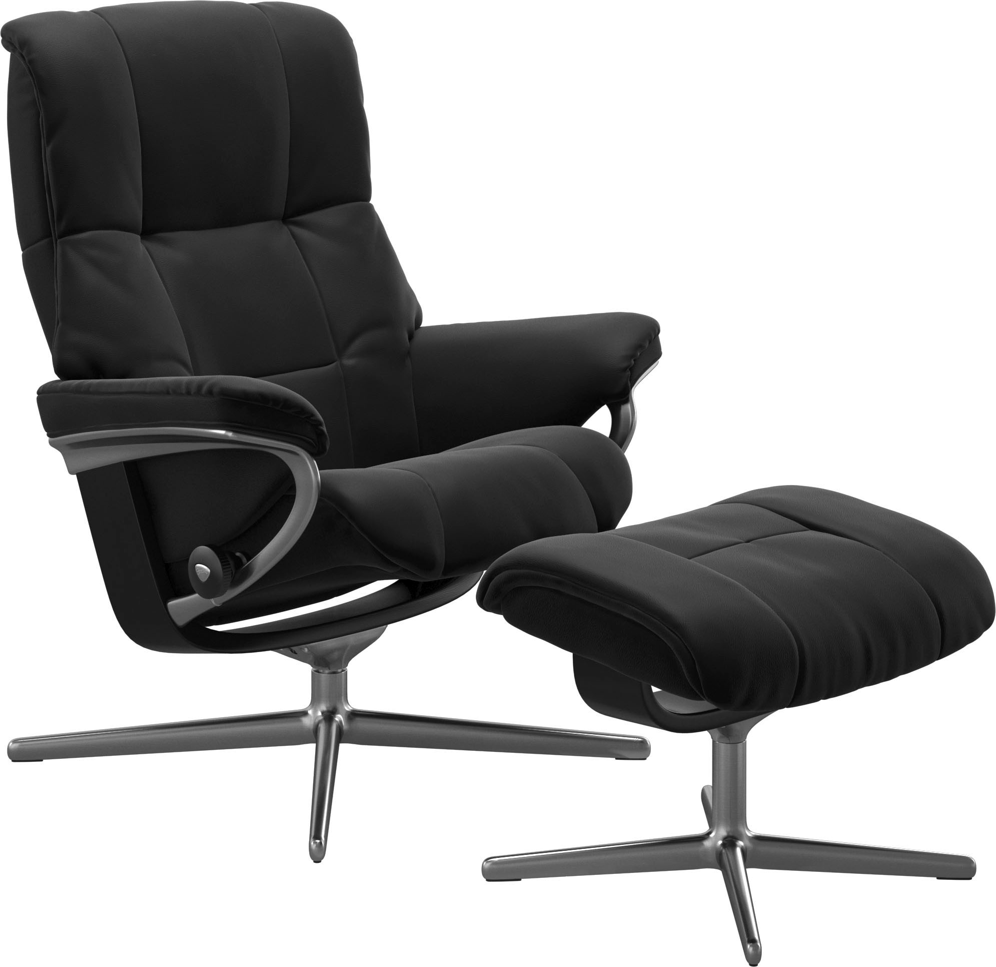 Stressless® Relaxsessel »Mayfair«, (Set, Relaxsessel mit Hocker), mit Hocker, mit Cross Base, Größe S, M & L, Holzakzent Schwarz