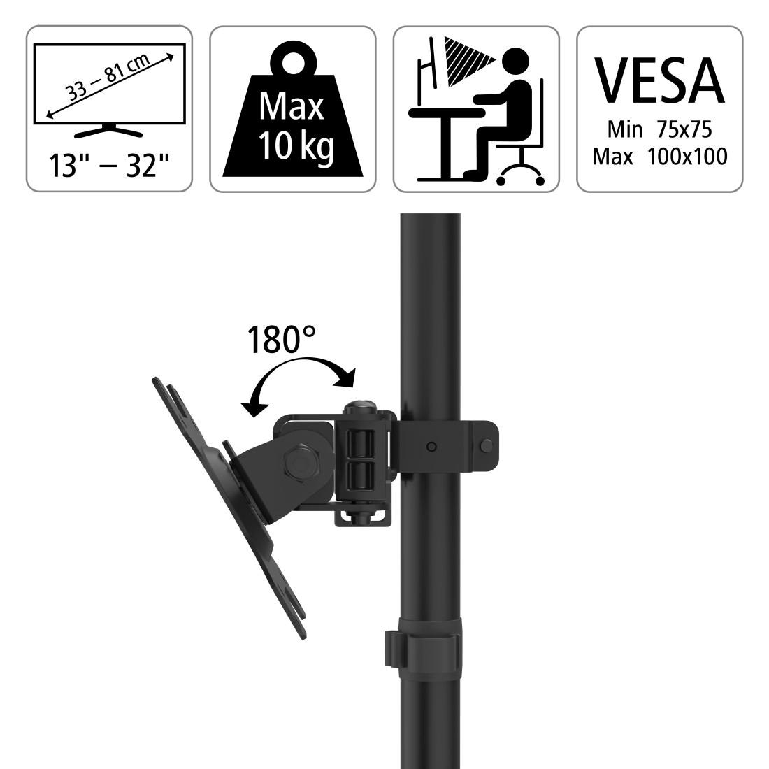 Hama Monitor-Halterung »Bildschirm Halterung, 33-81 cm(13-32), 2 Monitore,  Schwarz«, bis 81 cm Zoll