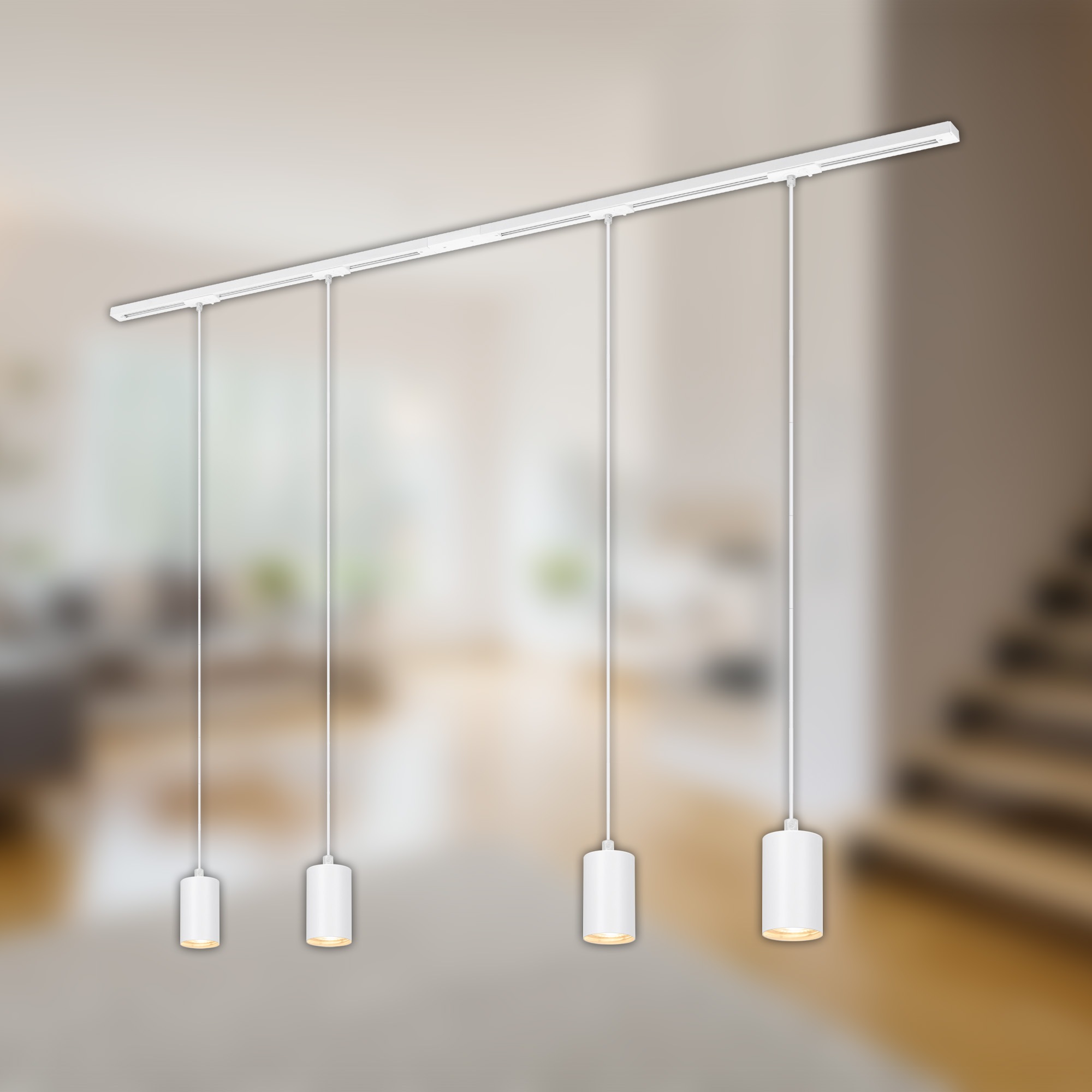 Briloner Leuchten Schienensystem-Sets »RAIL« GU10 7 Stk. Schienensystem Rail 1,5 m Weiß max. 9W Decke Wohnzimmer Büro Küche