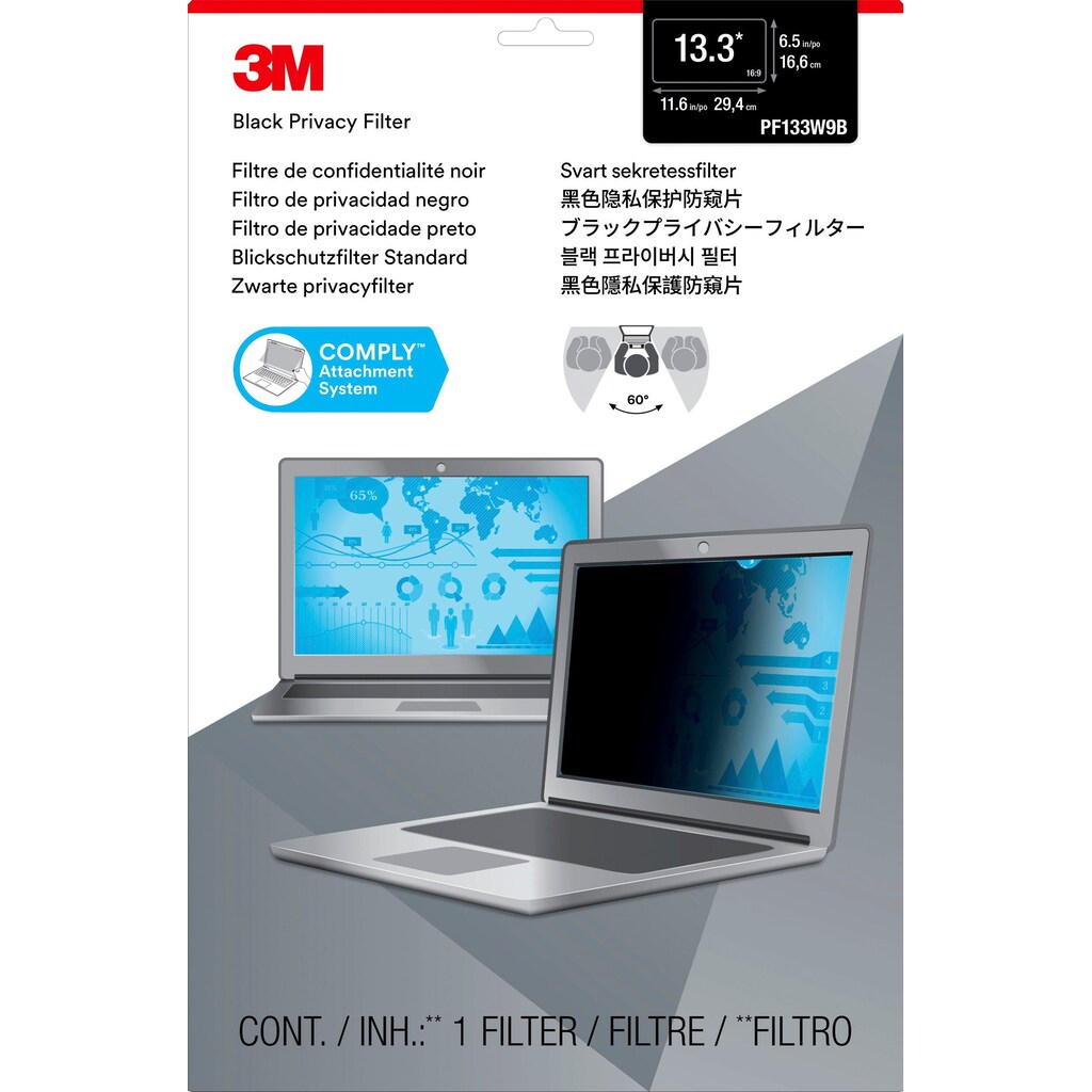 3M Schutzfolie »Blickschutzfilter für 13,3-Zoll-Breitbild-Laptops (PF133W9B)«