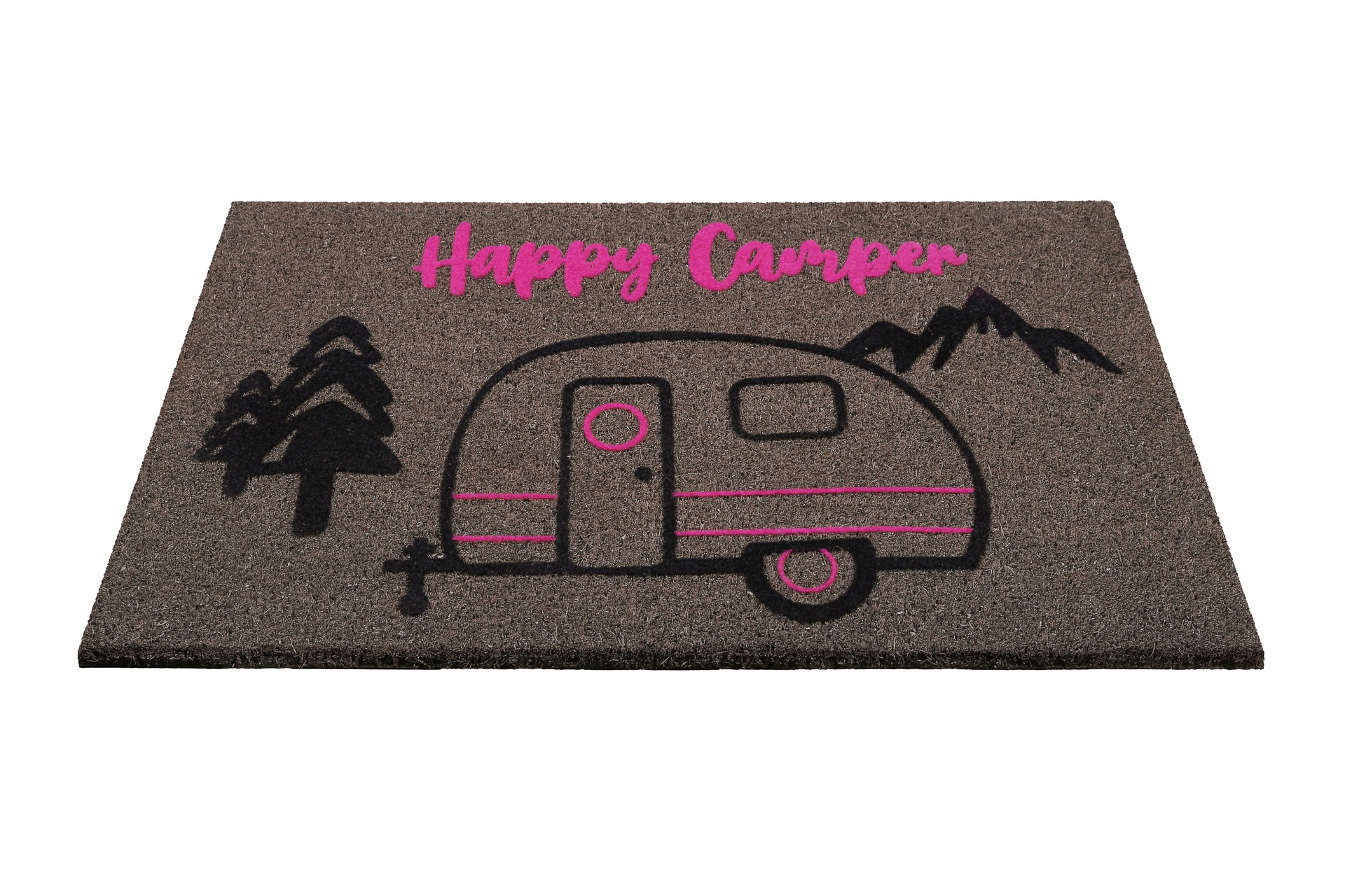 Wecon home Fußmatte »Happy Camper«, rechteckig, 18 mm Höhe, rutschfest, robust, innen, Außenbereiche überdacht, schwer