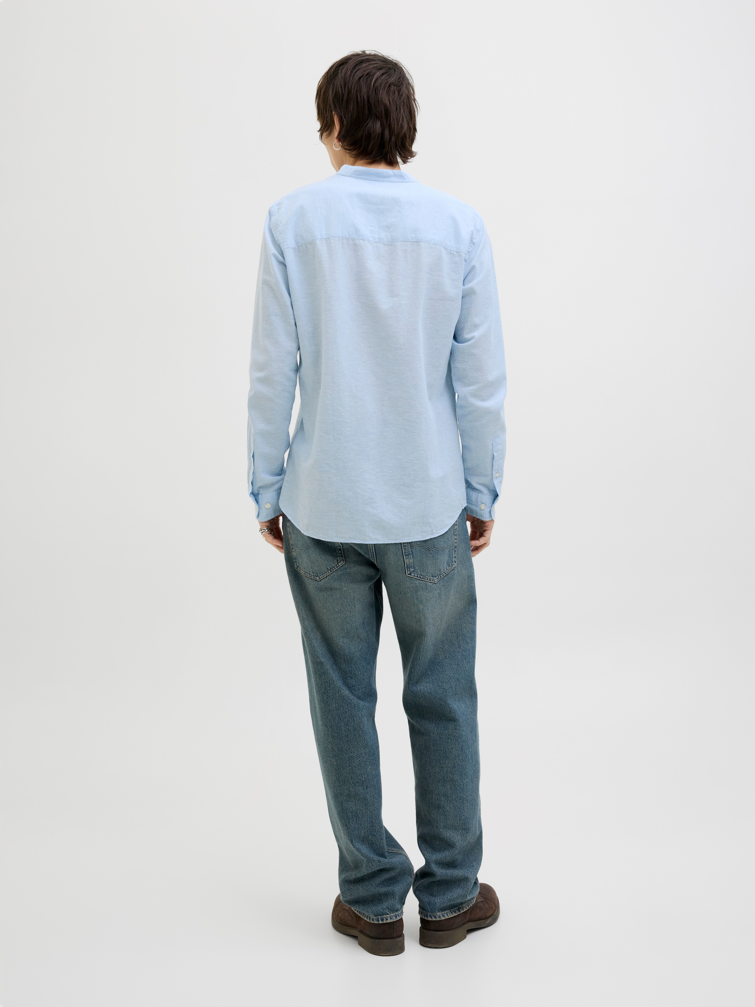 Jack & Jones Langarmhemd »JJEBREEZE BAND SHIRT LS SN«, mit Bandkragen