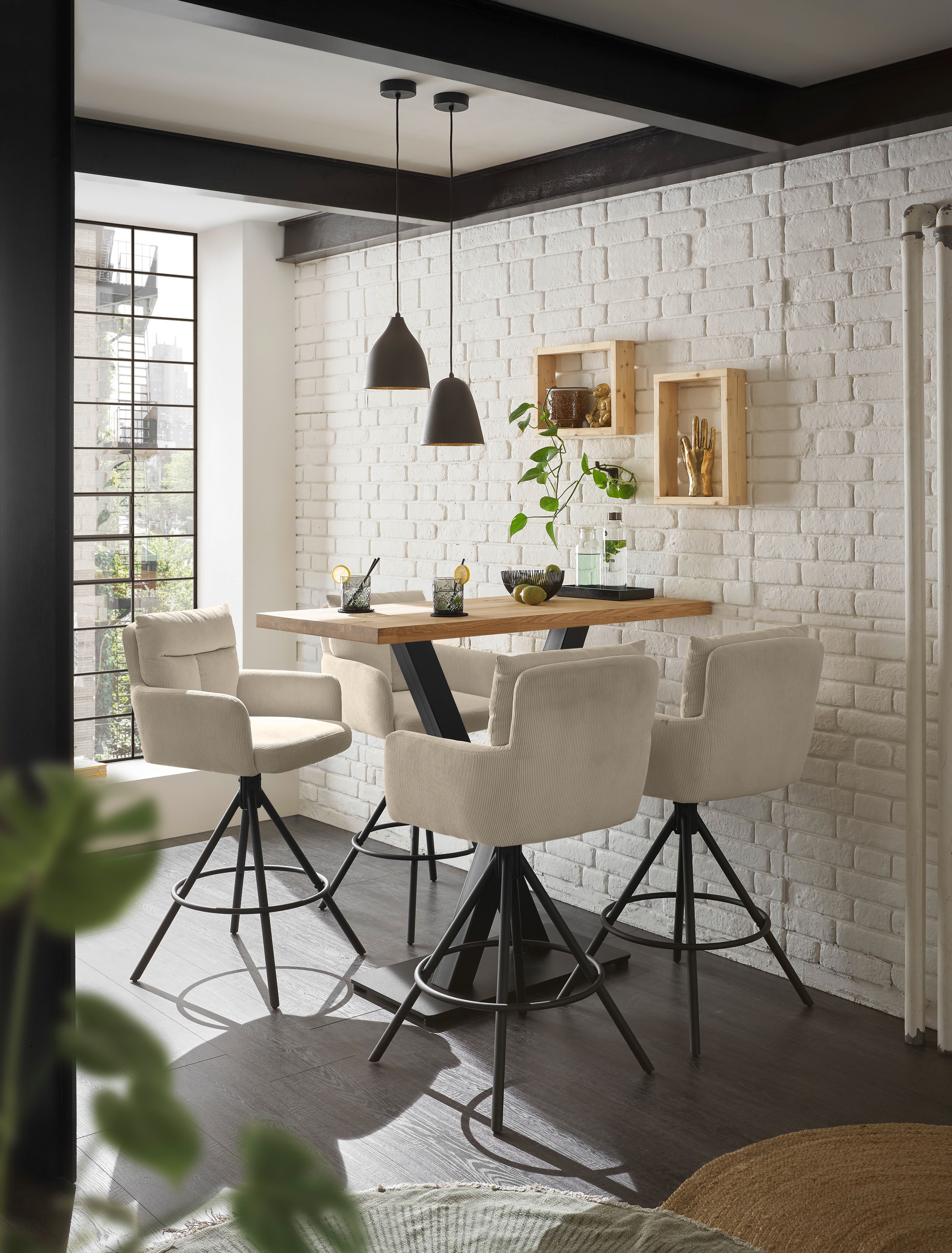 Stolkom Bartisch »Duke Eiche Massivholz geölt, Hochtisch BxHxT 120x104x60 cm«, Gerade Kante, Eiche Massivholz geölt durchgehende Lamelle