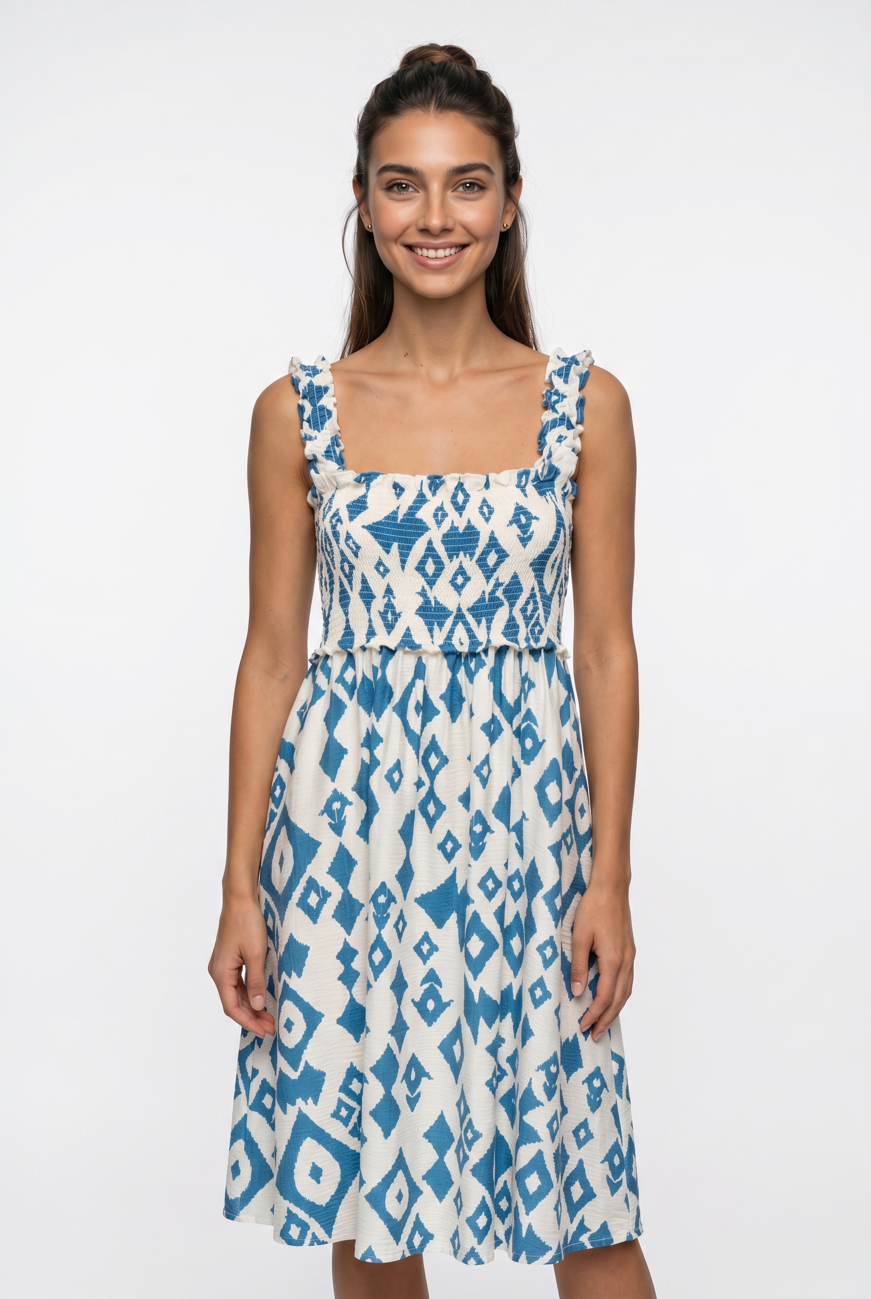 ONLY Druckkleid »ONLLUMIRA S/L LONG SMOCK DRESS WVN EX« Viskosemischung, regular fit
